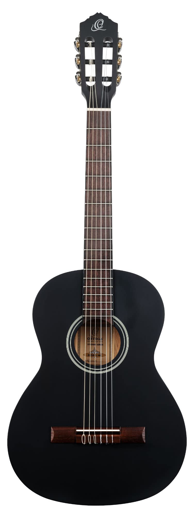 Ortega Guitars 6 String Student Series 3/4 Size Nylon Classical Guitar, Right-Handed, Black, (Rst5M-3/4Bk)