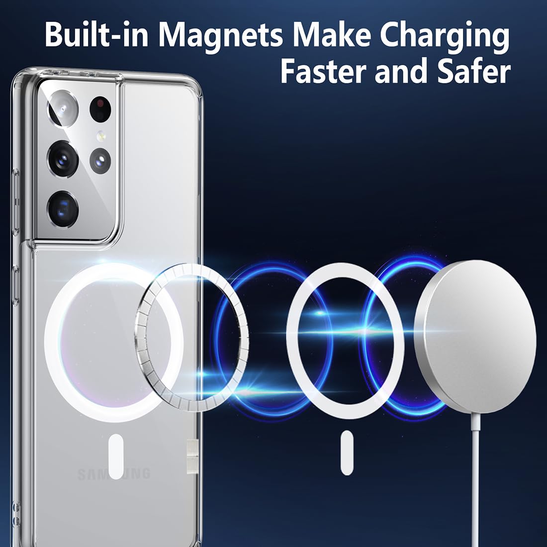 Tianniuke Magnetic Case For Samsung Galaxy S21 Ultra, Transparent And Yellow Resistant,Compatible With Magsafe,Slim Fit Shockpro