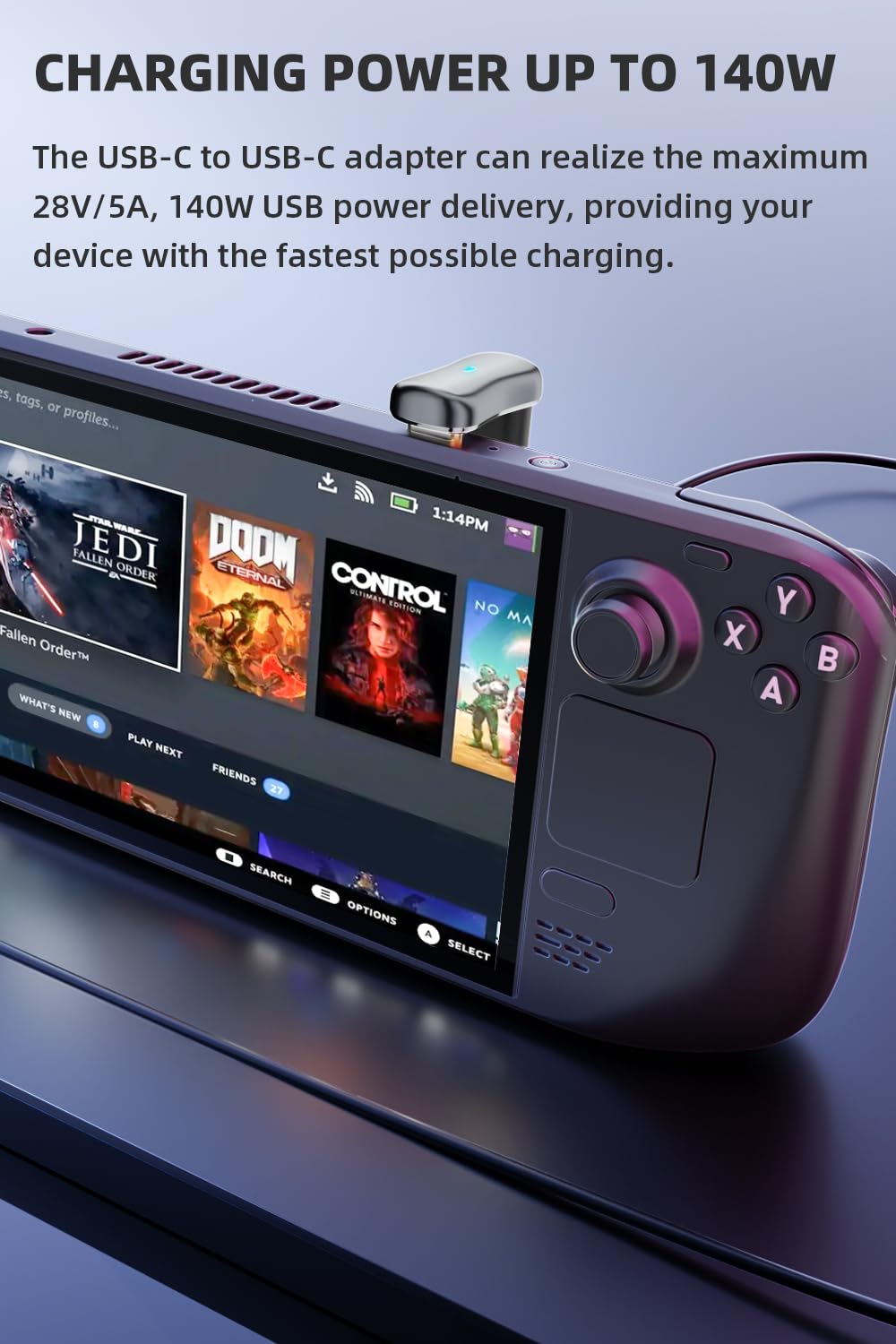 Areme 180 Usb C Adapter (2 Pack), 180 Degree Angle Usb C Male To Female 20Gbps Pd 140W Adapter For Steam Deck, Switch, Laptop, Tablet, Phone And More Type C Devices