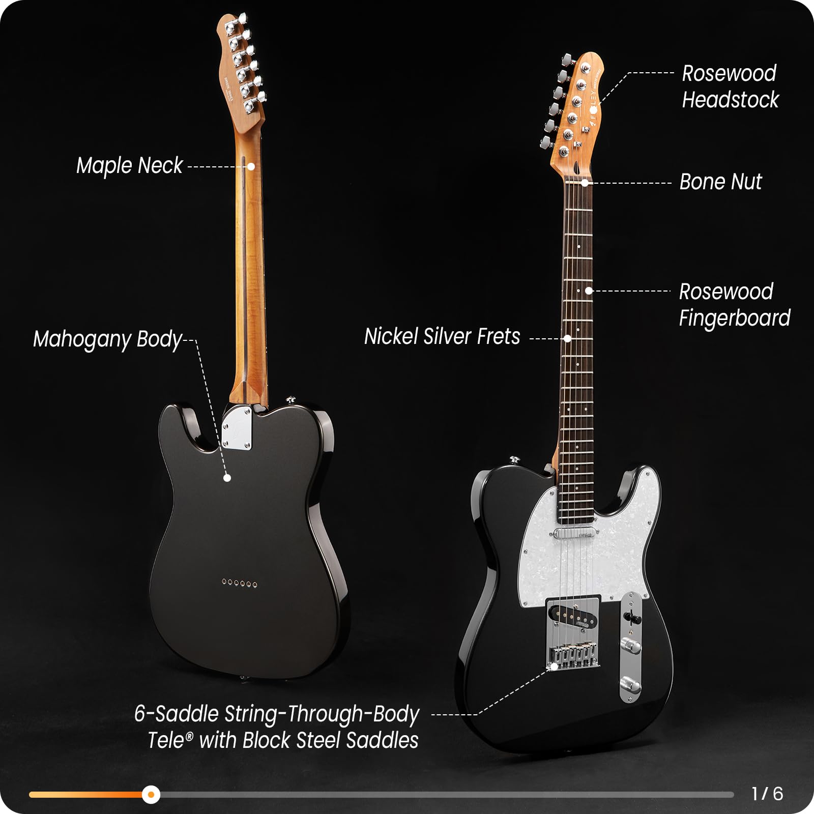 Fesley 39 Tl Style Electric Guitar: Solid Body Electric Guitars For Intermediate &Pro Players With Wilkinson Pickups,Grover Tune