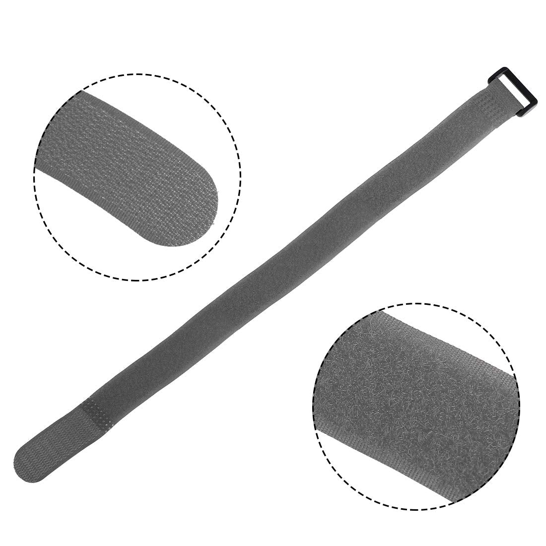 Uxcell 10Pcs Hook And Loop Straps, 1 Inch X 16 Inch Securing Straps Reusable Fastening Cable Tie (Gray)