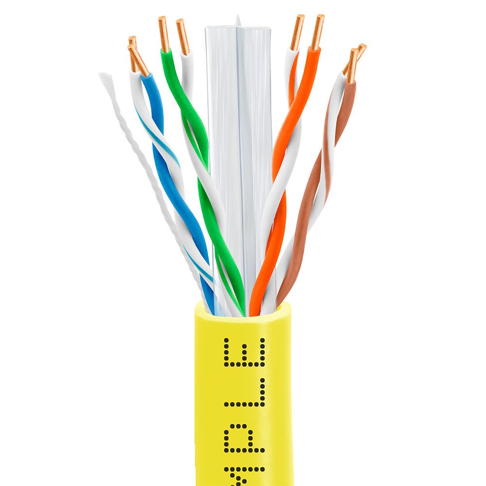 Cmple   Cat6 Cable 1000Ft Bulk Lan Ethernet Cat 6 Wire Network Utp 23Awg Cmr Riser 10Gbps 550 Mhz Pull Box 1000 Feet, Yellow