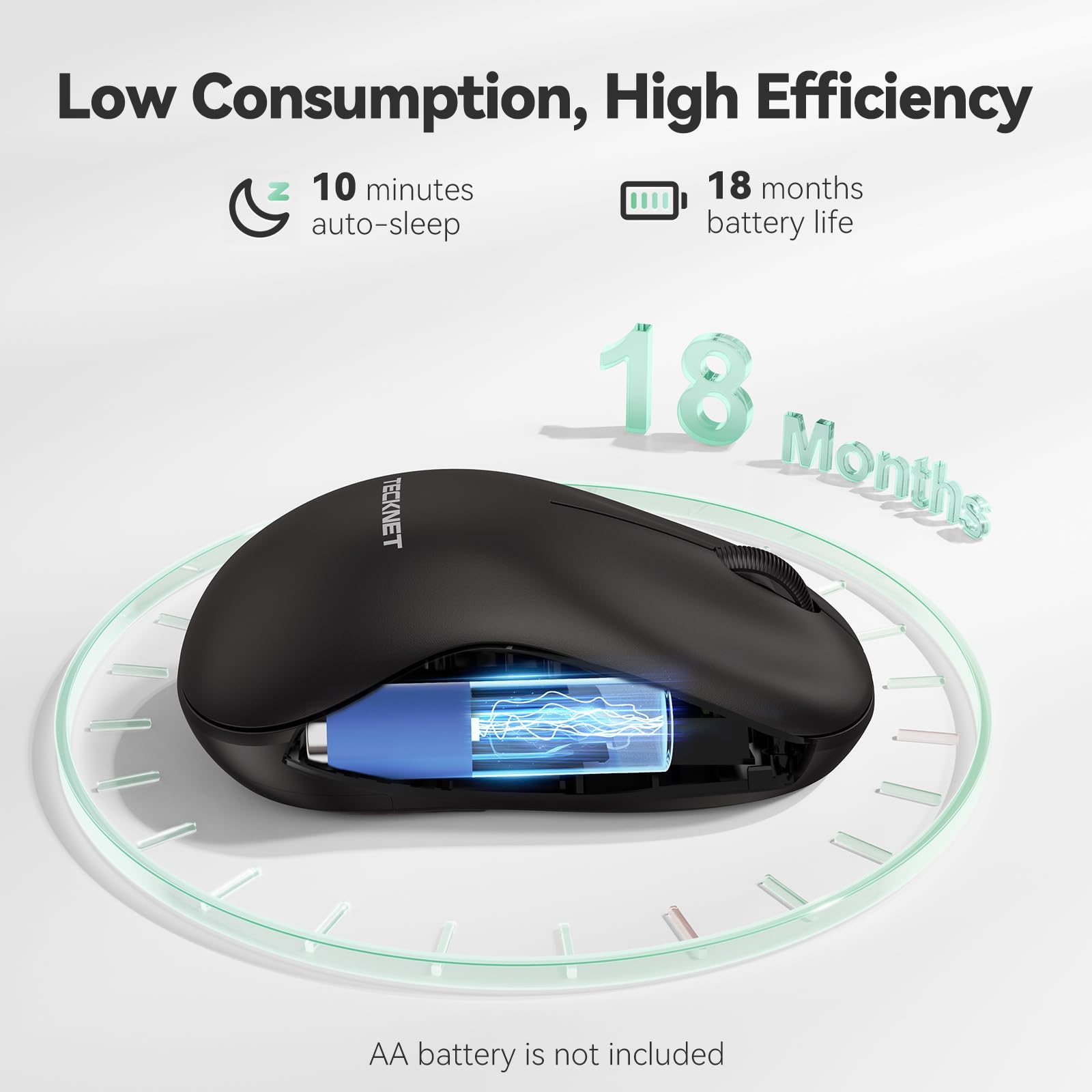 Tecknet Wireless Mouse For Laptop, Silent Mouse Quiet Click, 2.4G Ergonomic Portable Mouse, Small Cordless Mouse, Computer Mice For Laptop, Pc, Mac   Black, Ewm01233Ba02