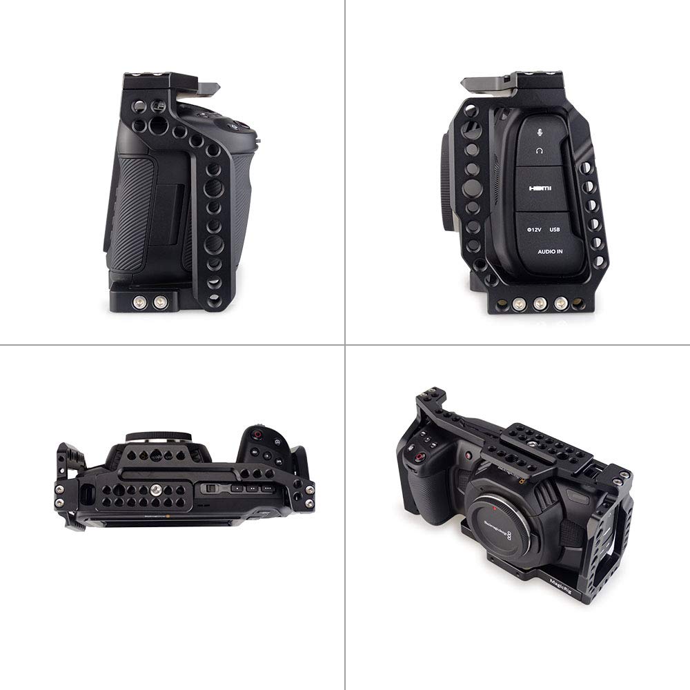 Magicrig Bmpcc 4K /Bmpcc 6K Cage With Top Handle For Blackmagic Pocket Cinema Camera Bmpcc 4K /6K To Mount Microphone Monitor Le