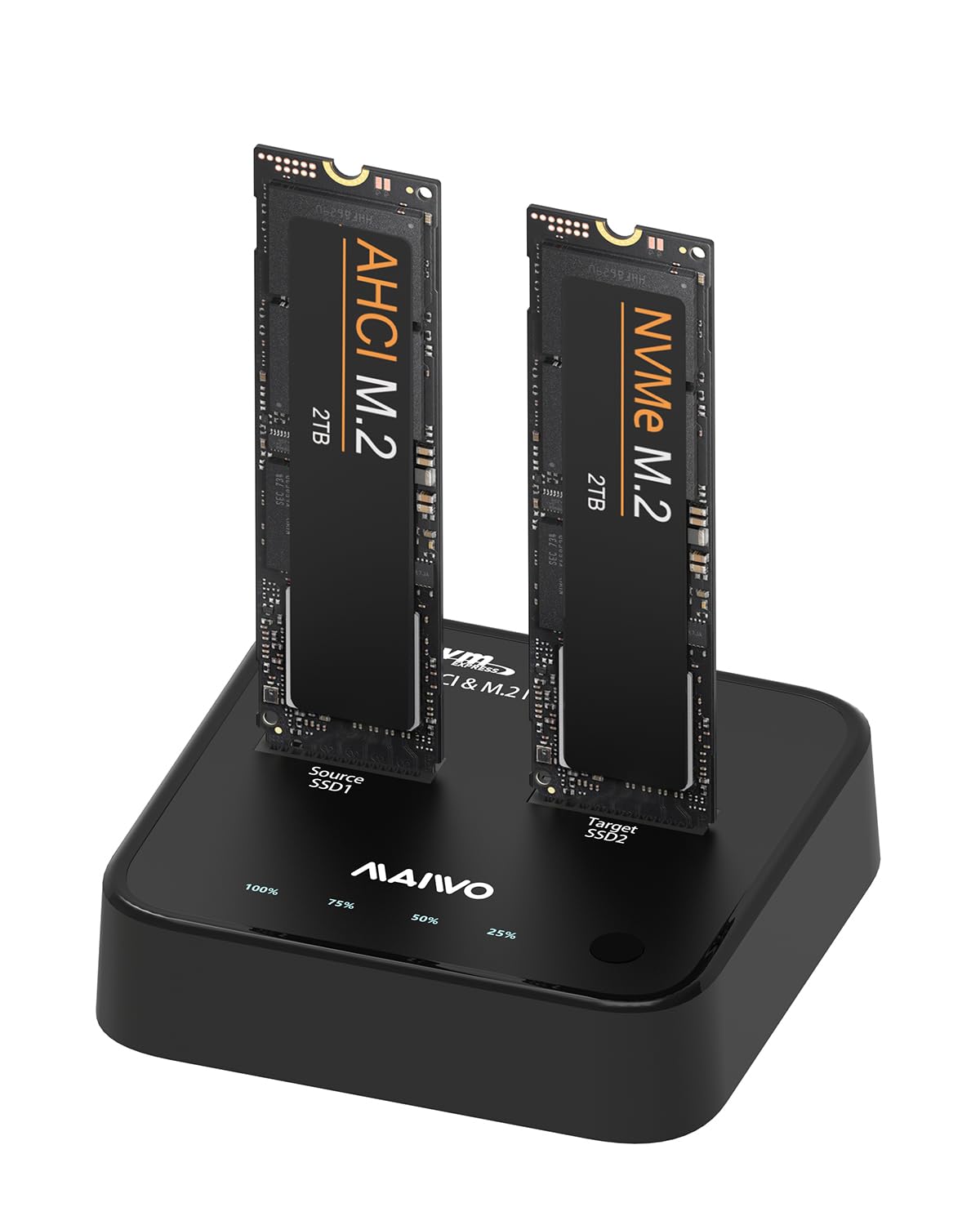 Maiwo K3016P2 Nvme Ahci M.2 Ssd Duplicator, Usb3.2 Type C 20Gbps Clone Docking Station, For M.2 Ssd 2230/ 2242/ 2260/ 2280, Support One Key Cloner Copy Function