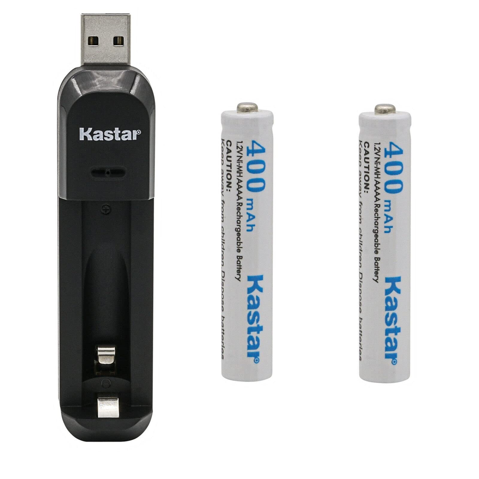 Kastar AAAA 1.2V 400mAh Battery 2 Pcs and USB Charger Replacement for MS Surface Pen Battery, Stylus Pens, Tooth Brush, Video Ga