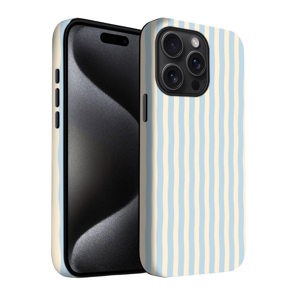 Yuzbira for iPhone 15 Pro Max Case | Blue Stripes | Slim Drop Protection Design