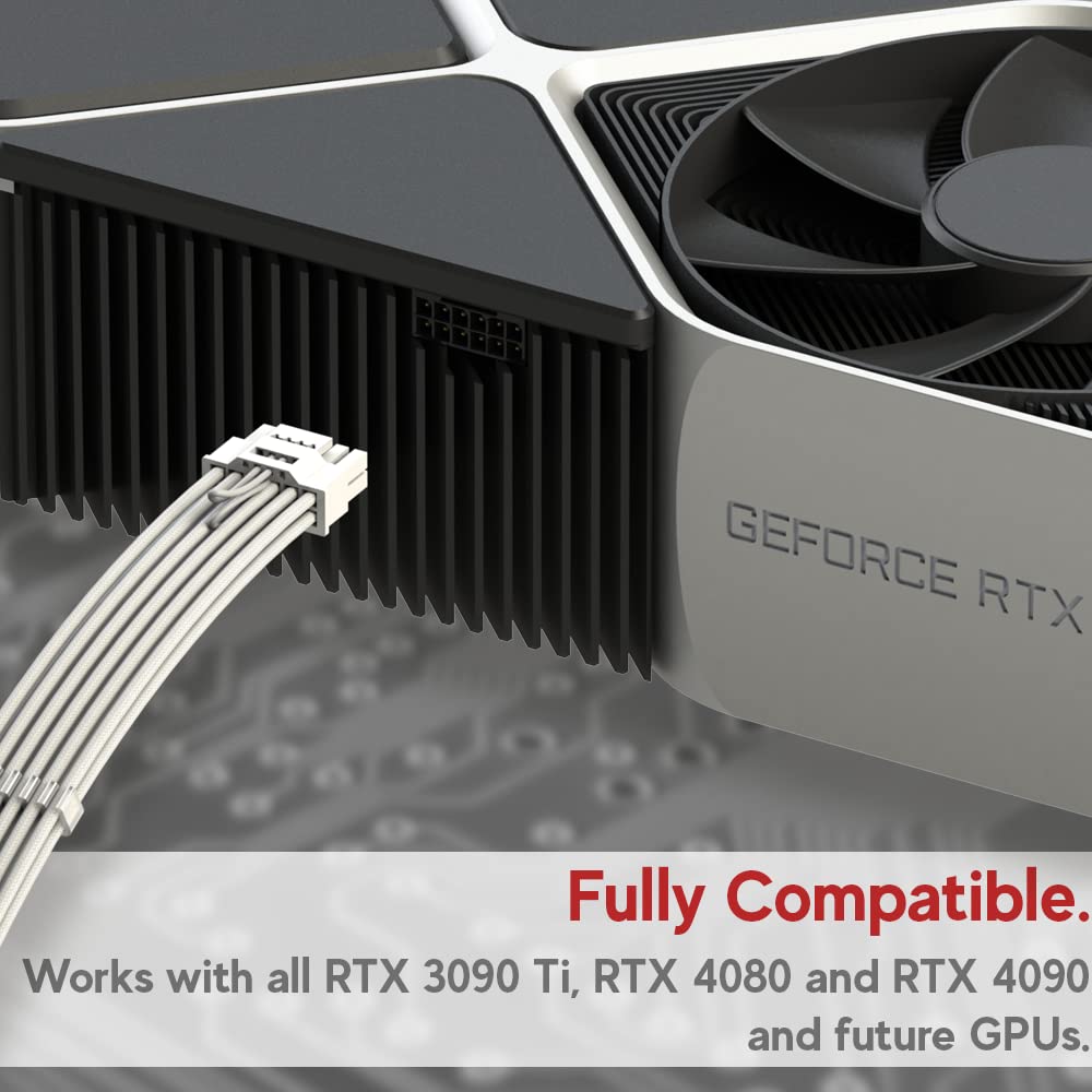 Linkup   Ava Pcie 5.0 4 X 8Pin To 12Vhpwr (16Pin / 12+4) 16Awg Sleeved High Current Power Cable Extension For Rtx4000   Pcie 4.0