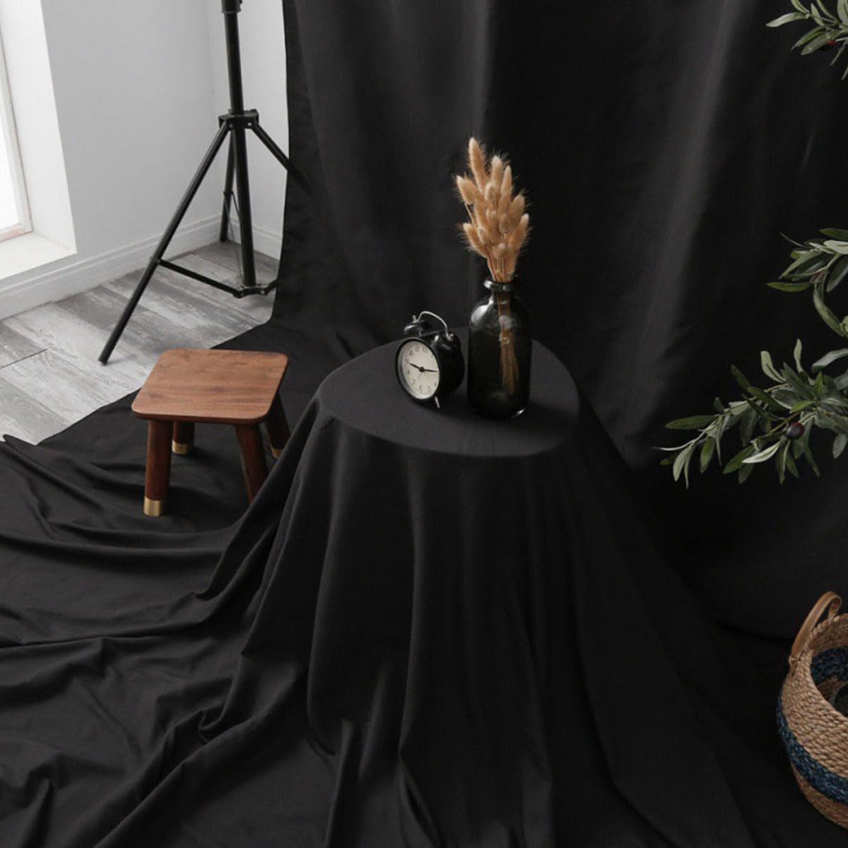 Hmtfoto Black Backdrop Background Fabric Backdrop For Shoot Portraits Party Video Studio 5X7Ft