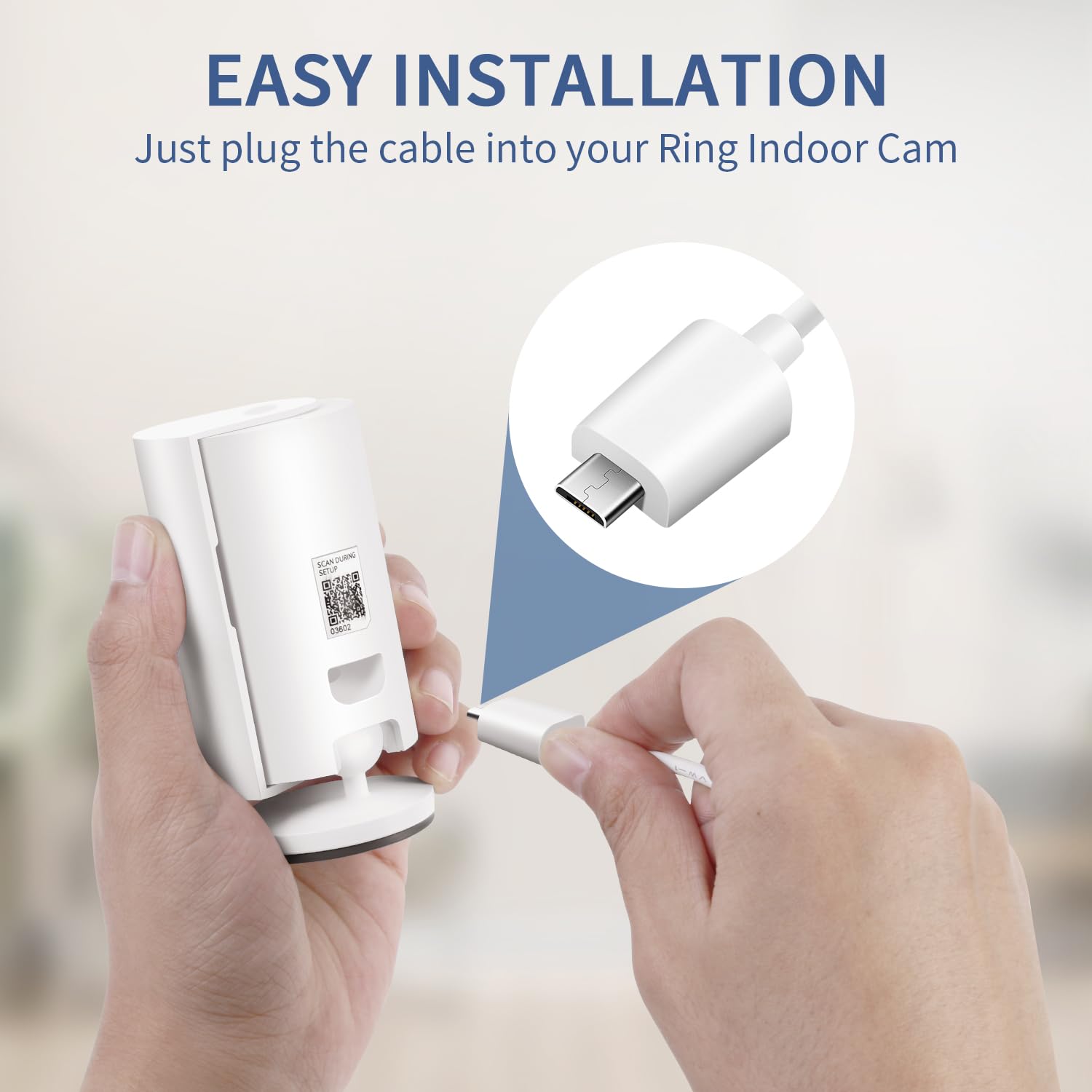 Paodekua Charging Cable For Ring Indoor Cam (2Nd Gen), 16.5Ft/5M Usb A To Micro Usb Power Adapter Charger Cable For Ring Indoor