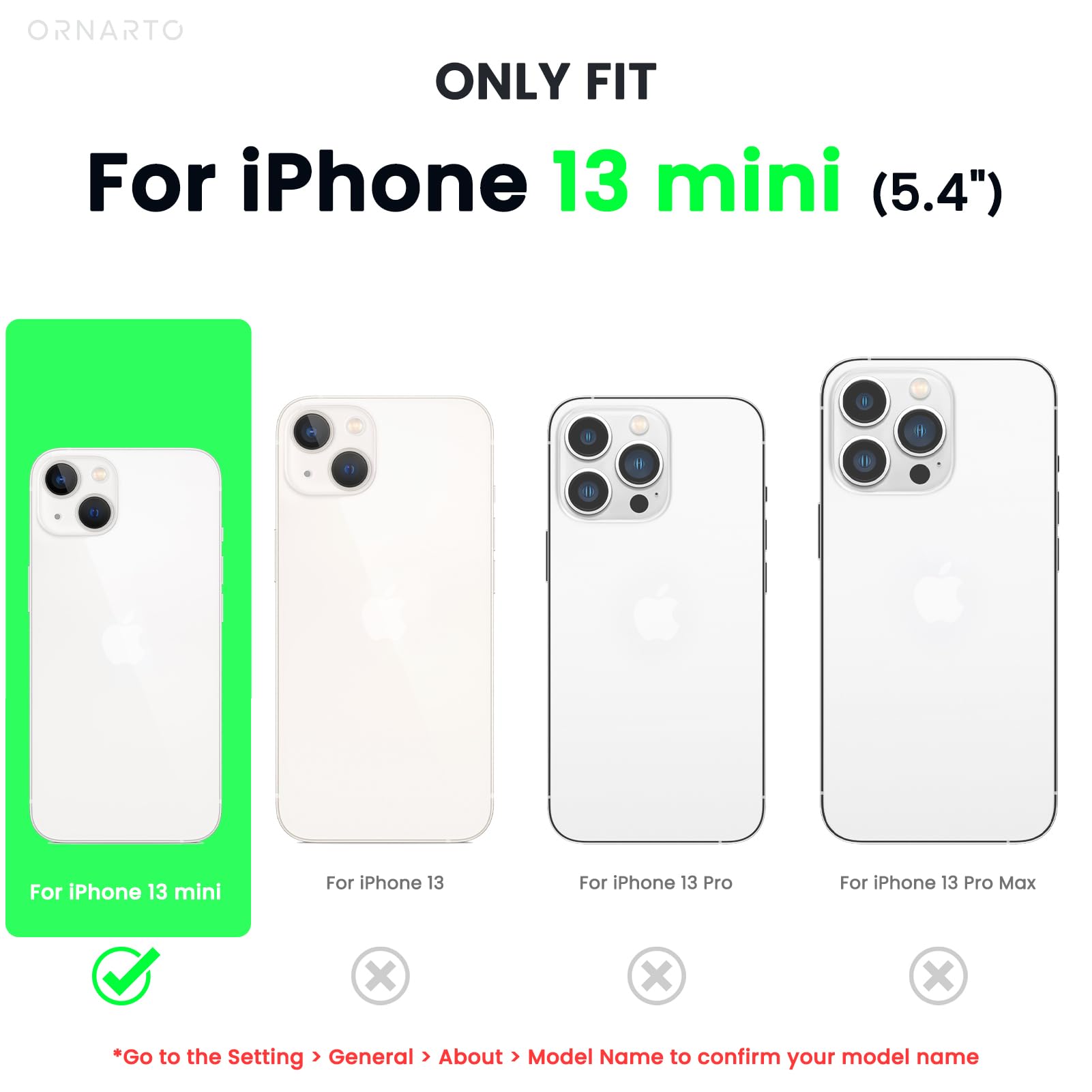 Ornarto Compatible With Iphone 13 Mini Case, Slim Liquid Silicone 3 Layers Full Covered Soft Gel Rubber With Microfiber Case Cov