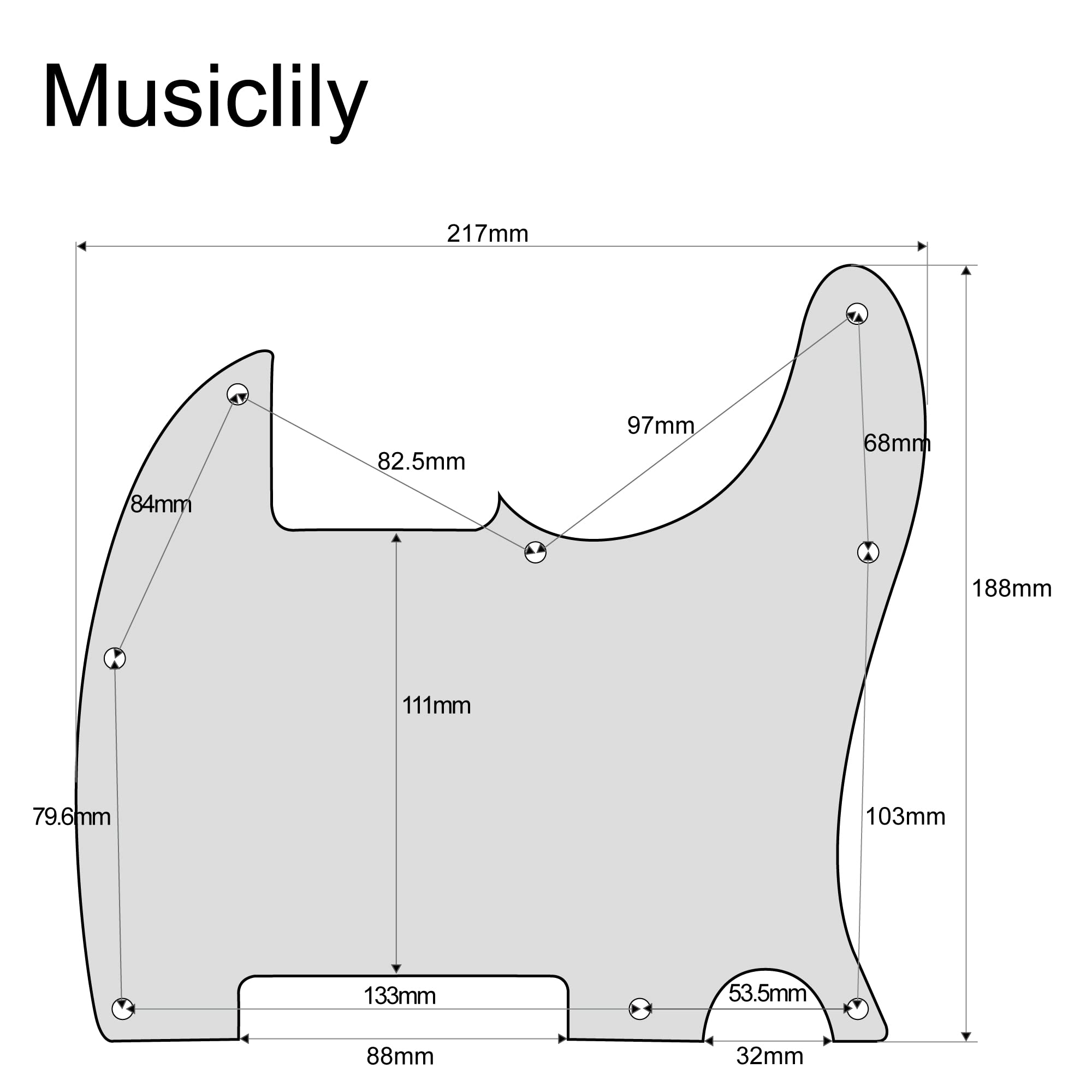 Musiclily 8 Hole Guitar Pickguard Scratch Plate For Fender Usa/Mexican Telecaster Tele Esquire, White 3Ply