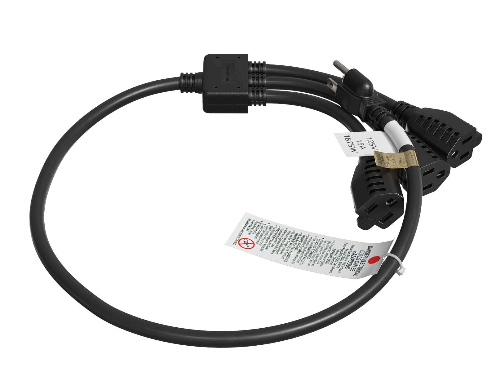 Cableleader 3 Outlet Splitter Cord Cable 5 15P To 5 15R X 3   Heavy Duty Power Extension, 14Awg, 3 Prong   3 Pack, 2.5Ft