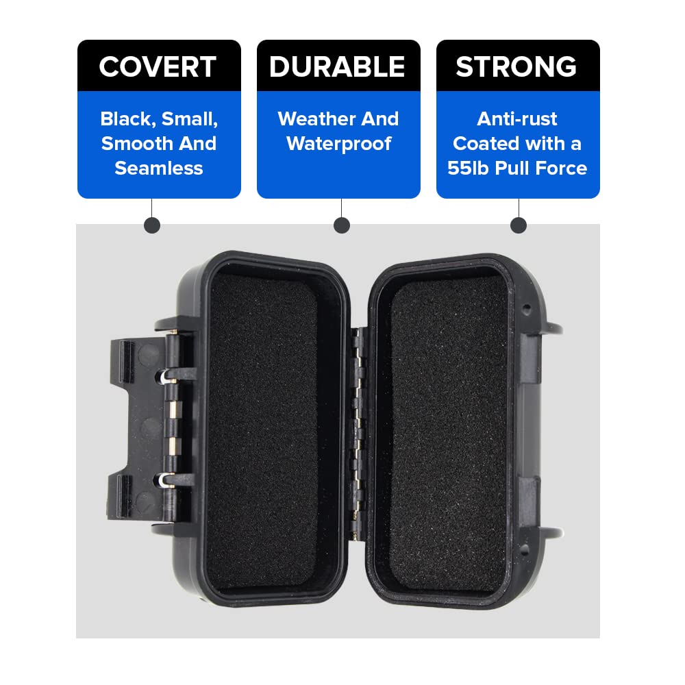Family1st Weatherproof Magnetic Case for GPS Tracker - Heavy Duty Plastic, Black, Twin Magnets for Vehicles, AirTag, Key Holder