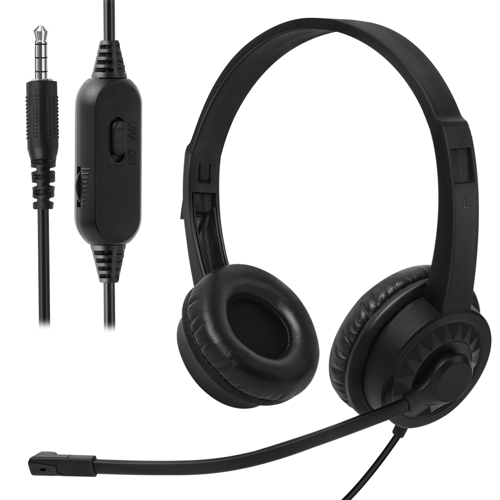 Ladont Wired Headset With Microphone For Computer Pc Laptop, 3.5Mm Jack Headset With Clear Chat Mic For Office Black (1 Pack)