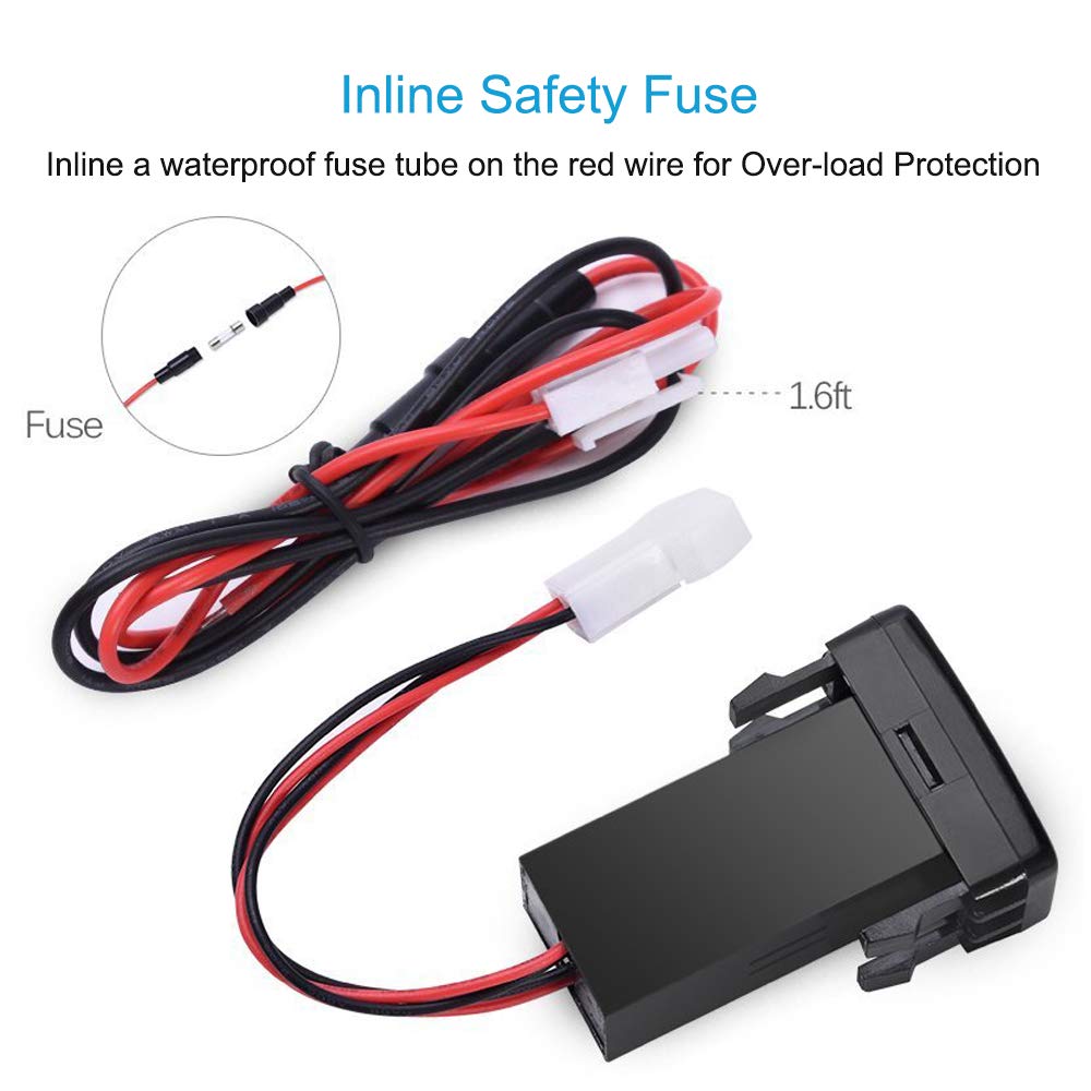 Cllena Quick Charge 3.0 Dual Usb Port Charger Socket For Toyota