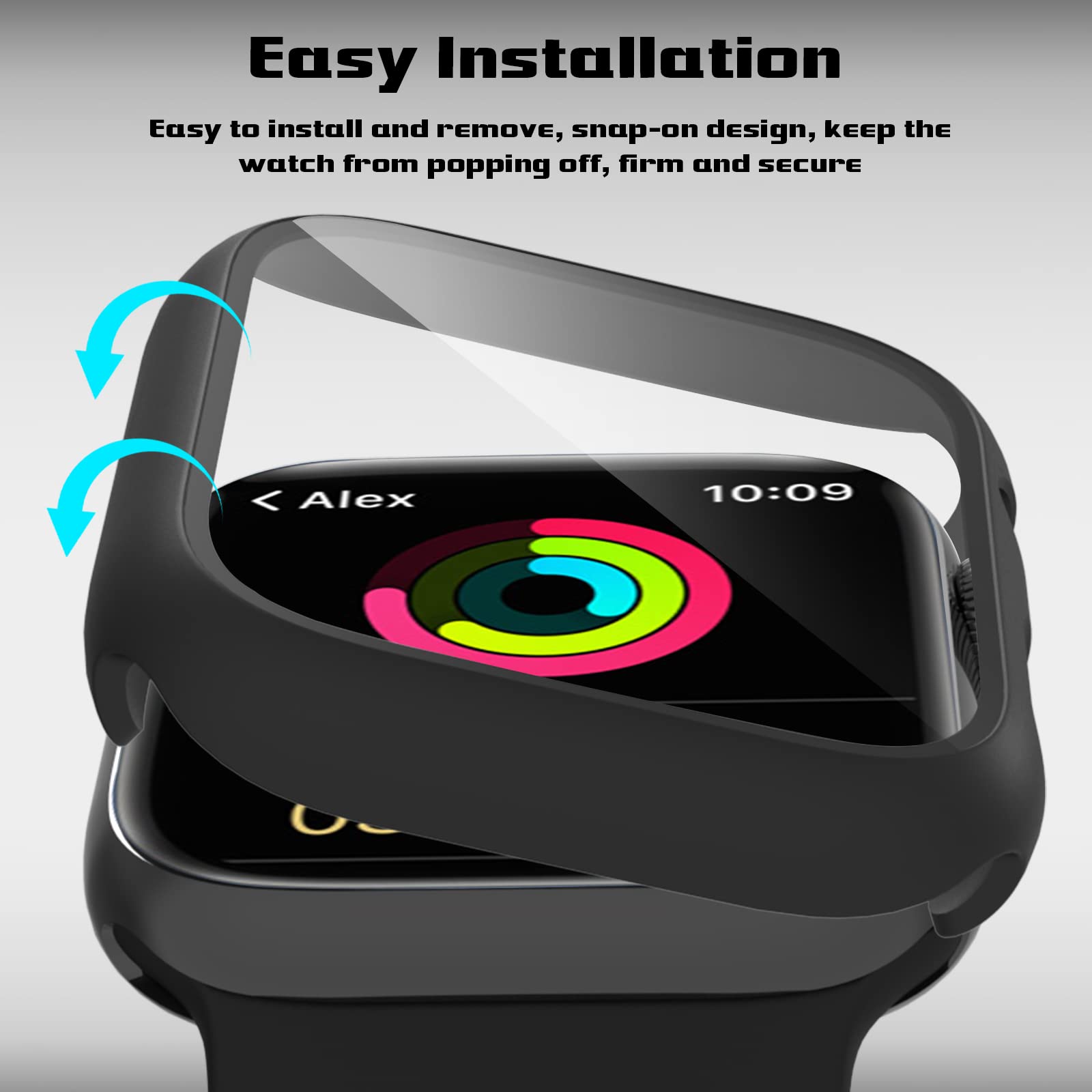 Ewuonu 2 Pack Hard Pc Case For Apple Watch Series 9 Series 8/7 45Mm Screen Protector, Tempered Glass Film Hard Bumper Anti Scrat