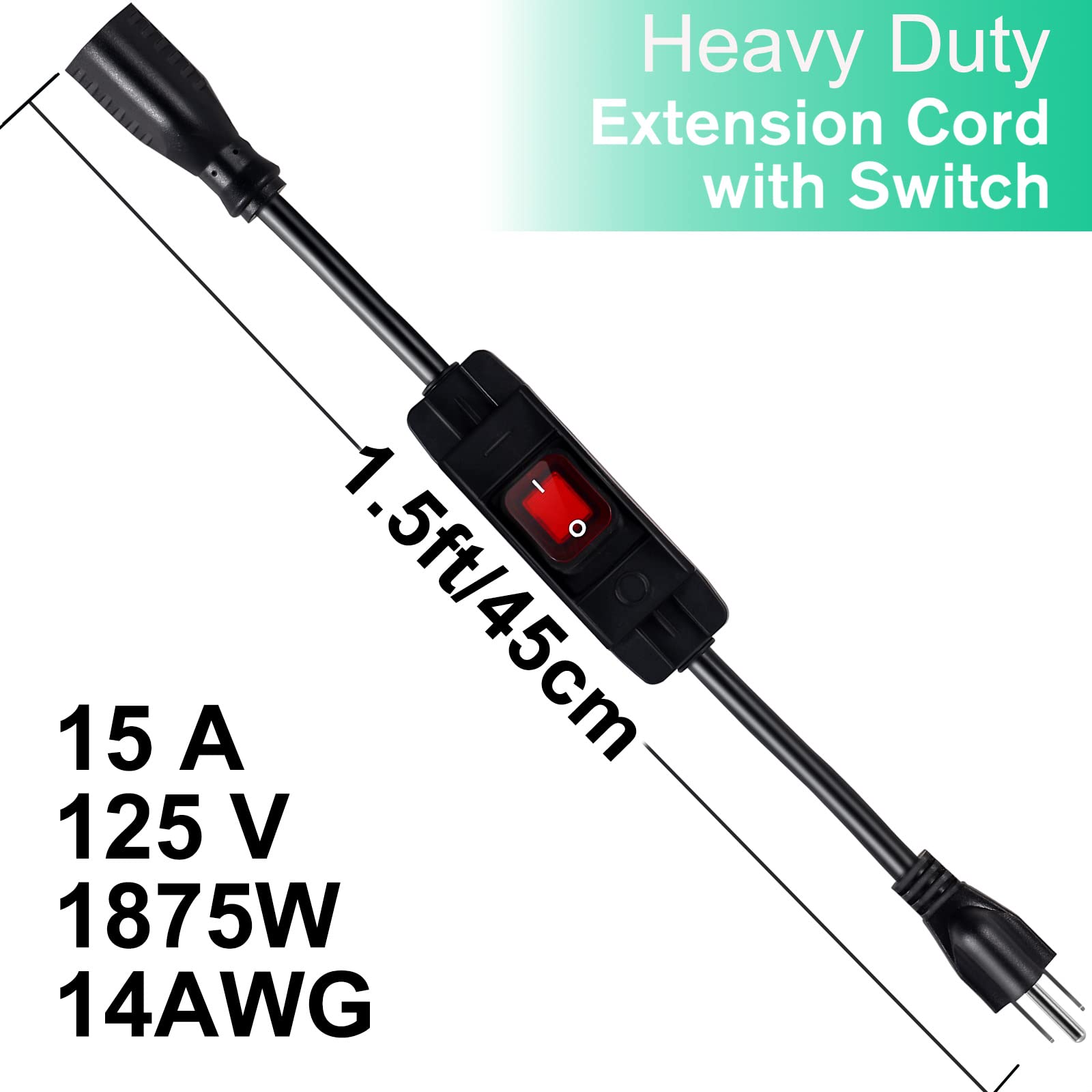 Outdoor Extension Cords With Switch Waterproof Switch 3 Prong Extension Cord With Inline Cord Switch, Heavy Duty Extension Cord