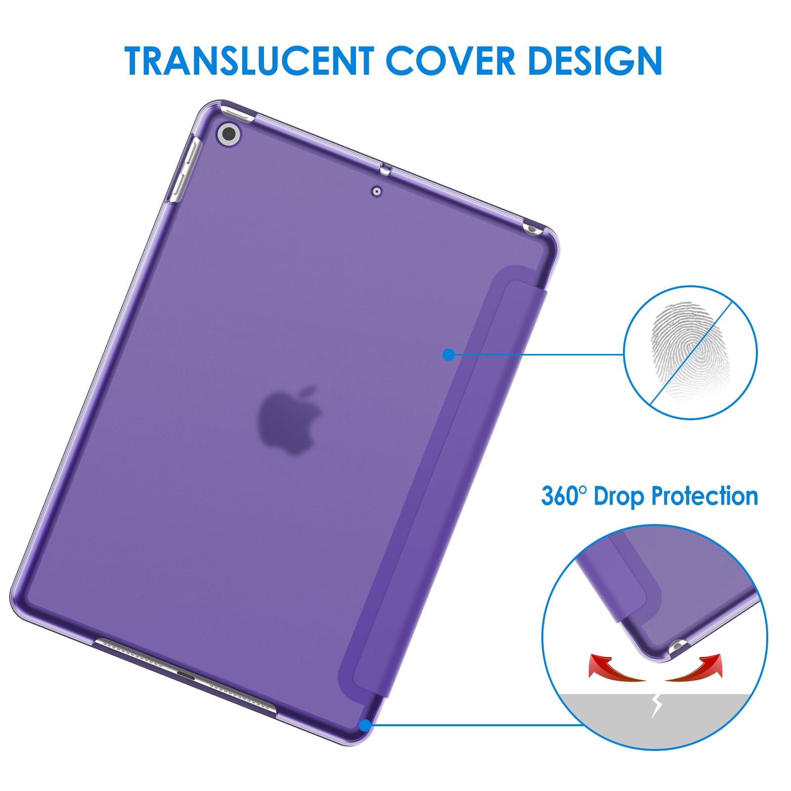 Jetech Case For Ipad 10.2-Inch (2021/2020/2019 Model, 9/8/7 Generation), Auto Wake/Sleep Cover (Purple)