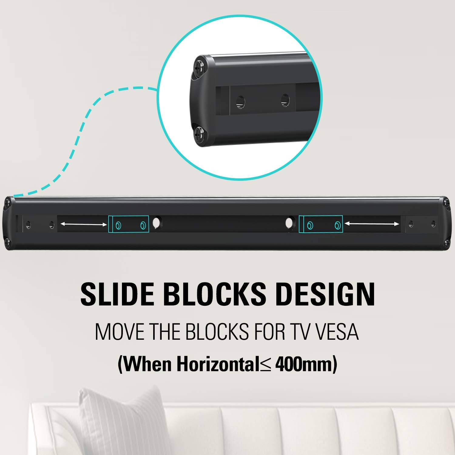 Mounting Dream Soundbar Mount With Easy Access Design For Sonos Beam, Soundbar Bracket With Sliding Block Fits Tv Up To Vesa 600