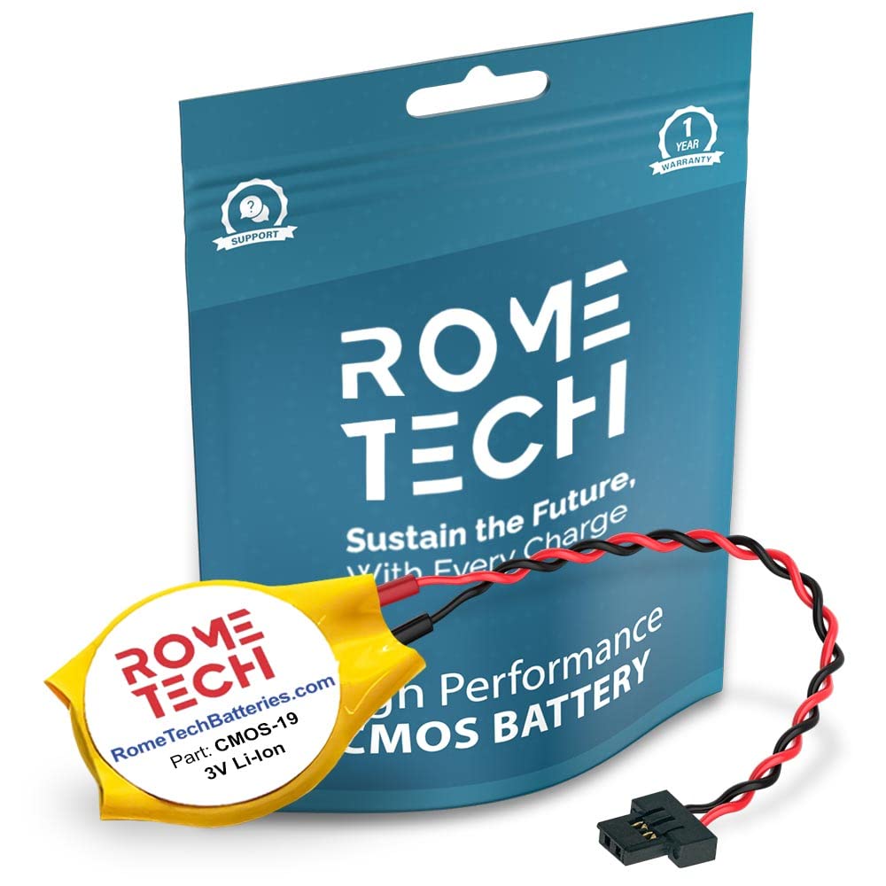 Rome Tech Cr1220W Cmos Battery For Medion Akoya P2212T S2218 Md99595   Laptop Backup Bios Rtc 3V Cr 1220 Battery With 2 Wire Cable Fi Connector (1 Pack)