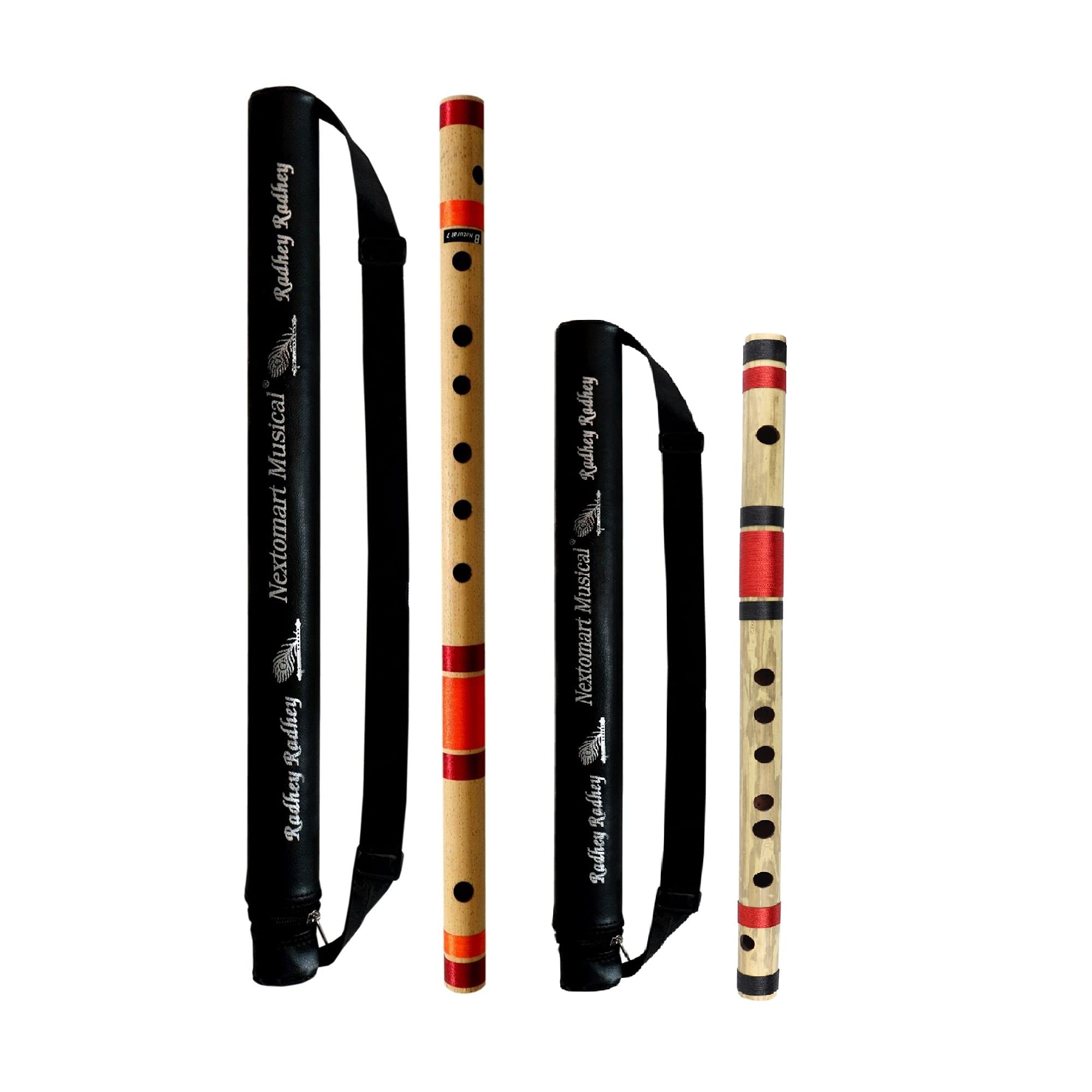 Nextomart Musical Combo Flutes B Natural (20 Inch) & F Sharp (14 Inch) Bamboo Flute Bansuri With Flute Carry Bag Free