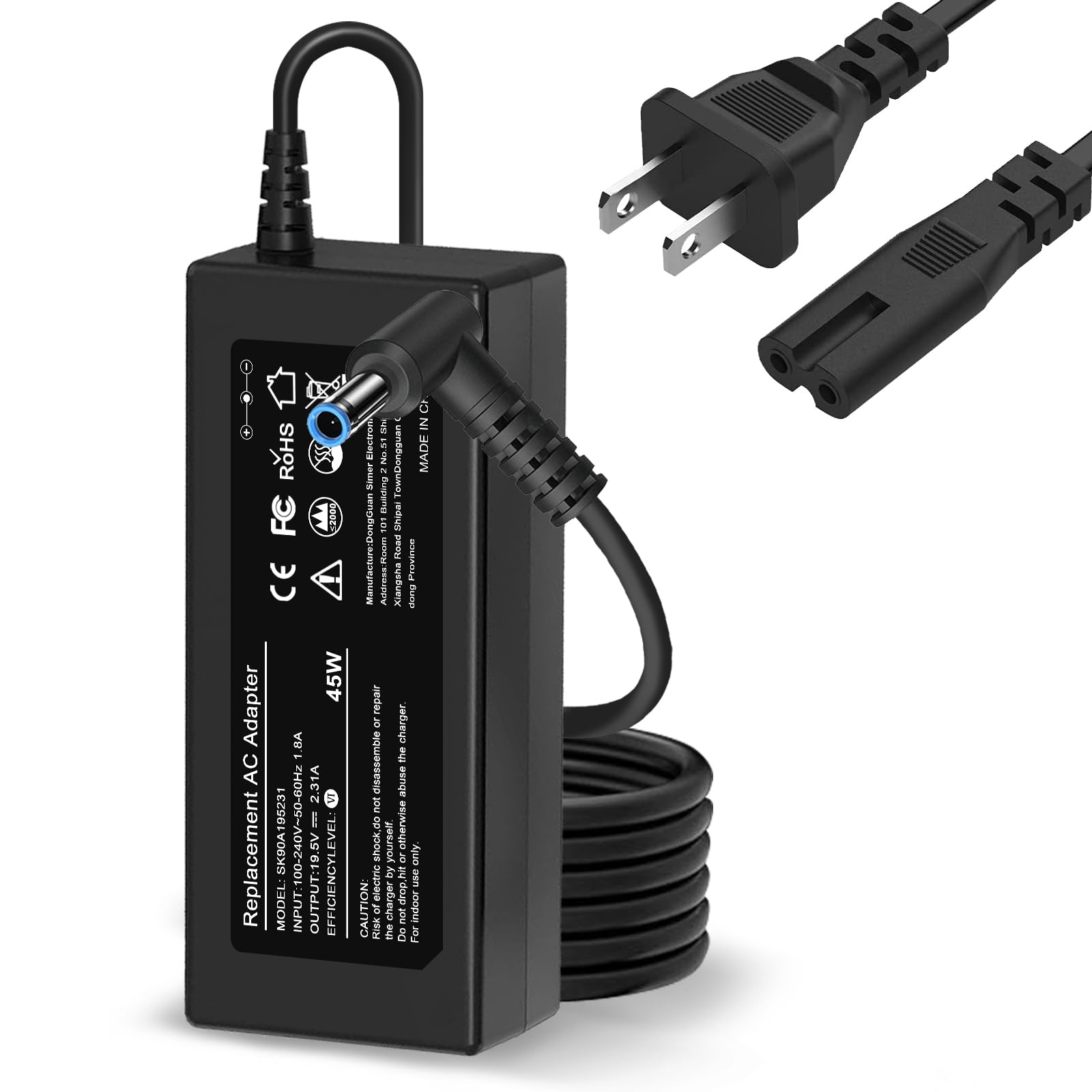 Charger For Hp Laptop Computer 45W Smart Blue Tip Power Adapter