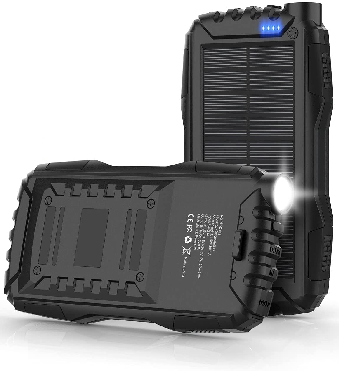 Solar Charger, Power Bank, 42800mAh Portable Charger Power Bank External Battery Pack 5V3.1A Qc 3.0 Fast Charger Built-in Super 