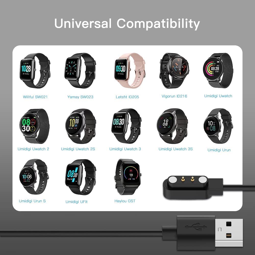 Acediar [2-Pack] 3.3Ft Smart Watch Charger Magnetic Usb Charging Cable For Letsfit Willful Yamay Sw023 Id205L Sw021 Id205U Id205