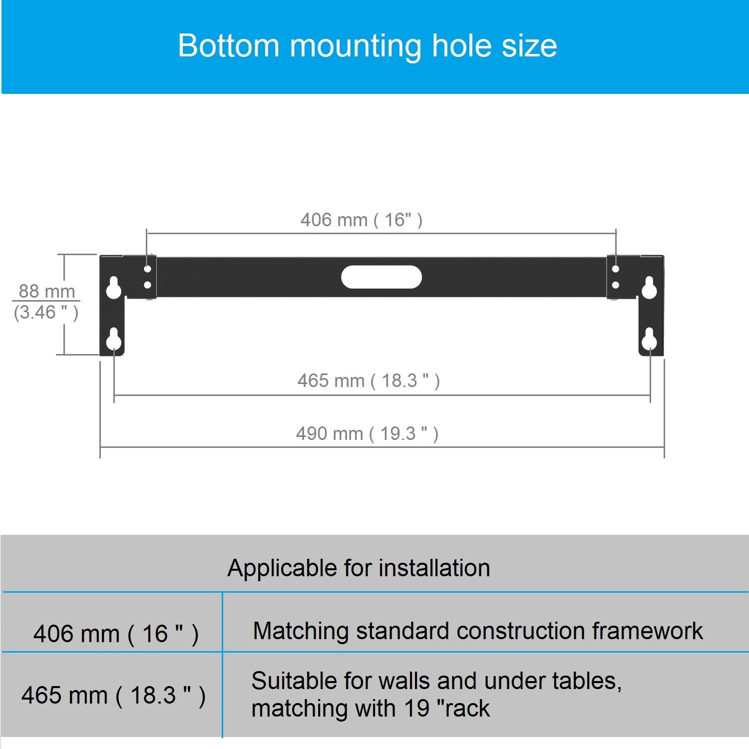 Qiaoyoubang 2U Vertical Wall Mount Rack   Steel Vertical Patch Panel Mounting Bracket For 19 Inch Networking Equipment