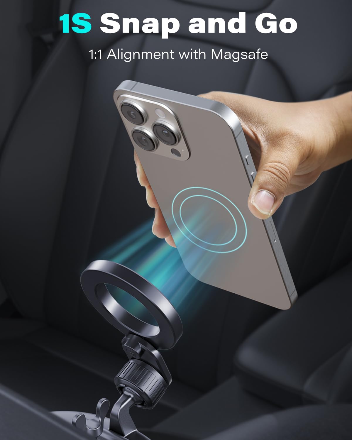 1Zero For Magsafe Cd Phone Holder For Car [17 Strong Magnets] Magnetic Cd Player Phone Mount, Hollow Socket Cd Slot Phone Mount