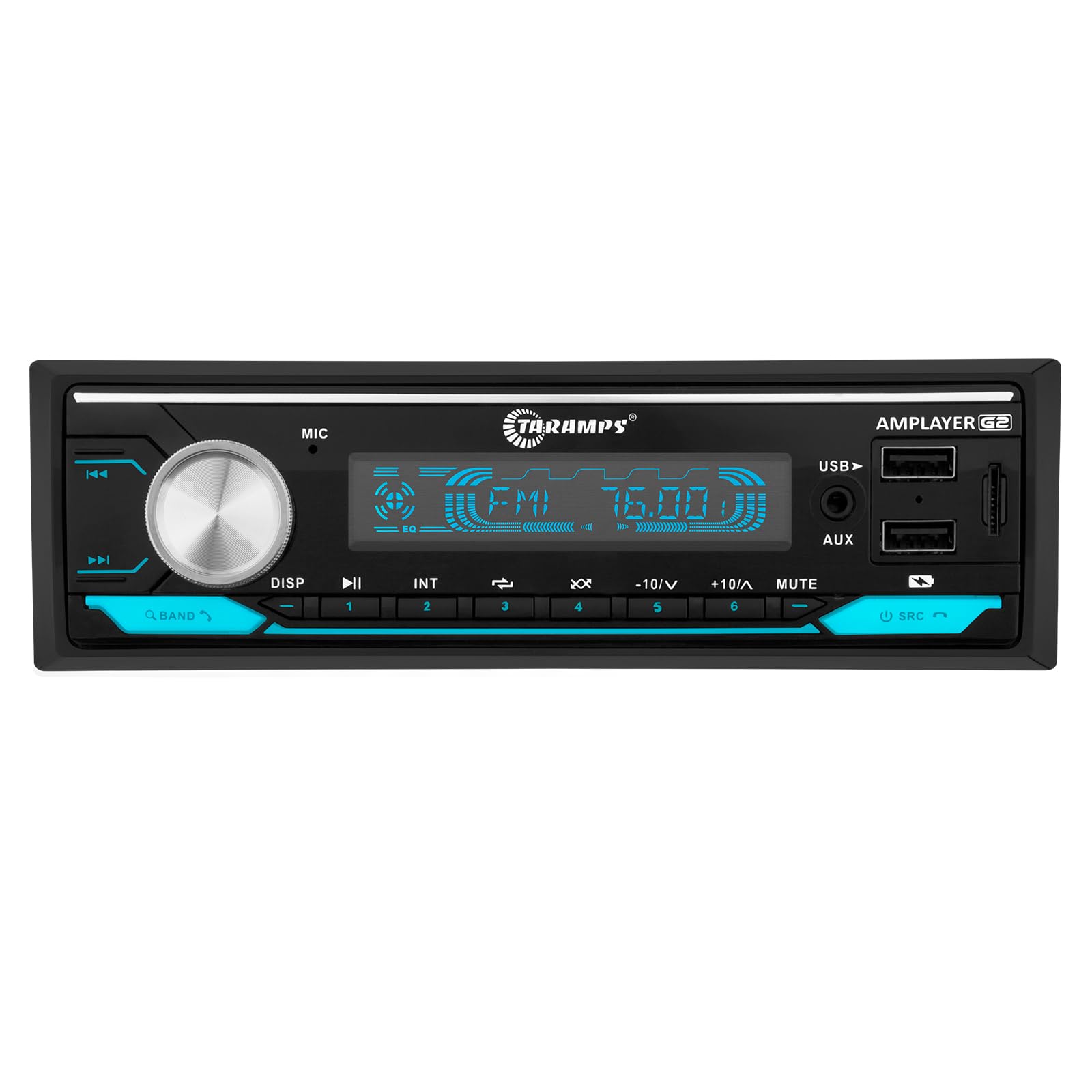 Taramps Amplayer G2 Bluetooth Car Stereo Single DIN Media Receiver with Builtin 400W RMS Amplifier, 4 Channels, USB, SD, FM Rad