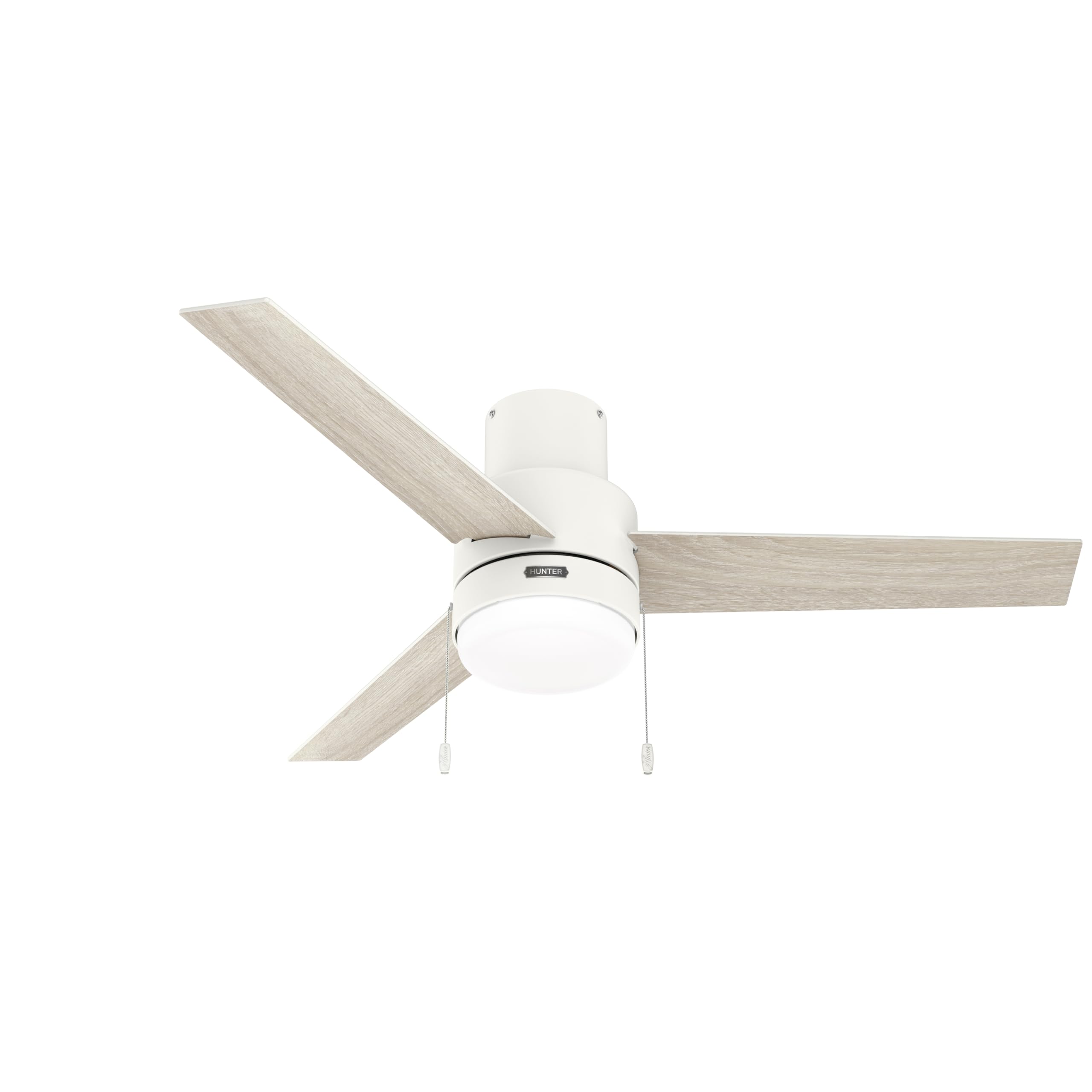 Hunter Fan Company, 51972, 52 inch Brunner Matte White Low Profile Ceiling Fan with LED Light Kit and Pull Chain