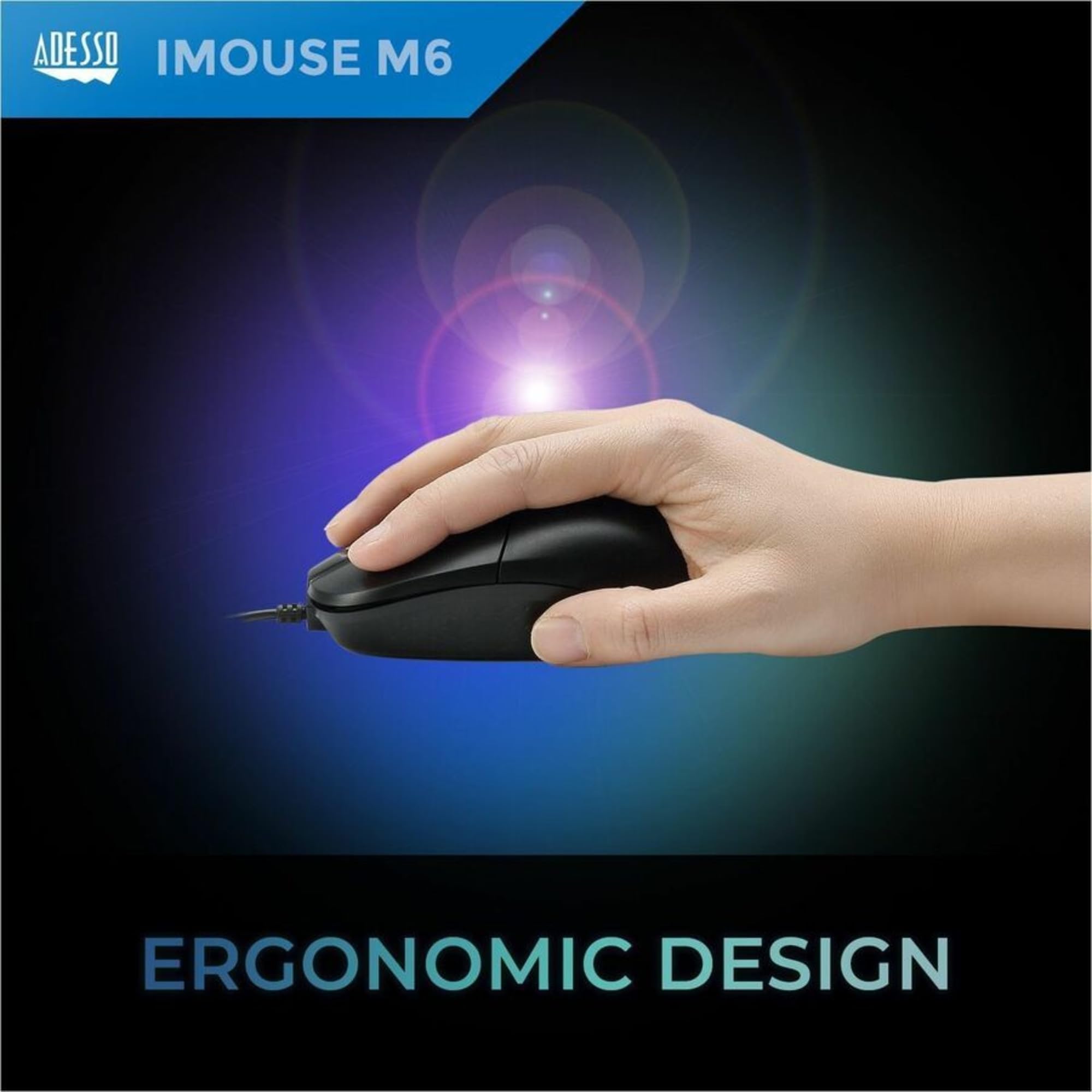 Adesso Taa Usb Optical Scroll Mouse, 1000 Dpi, Enhanced Optical Sensor, Convenie