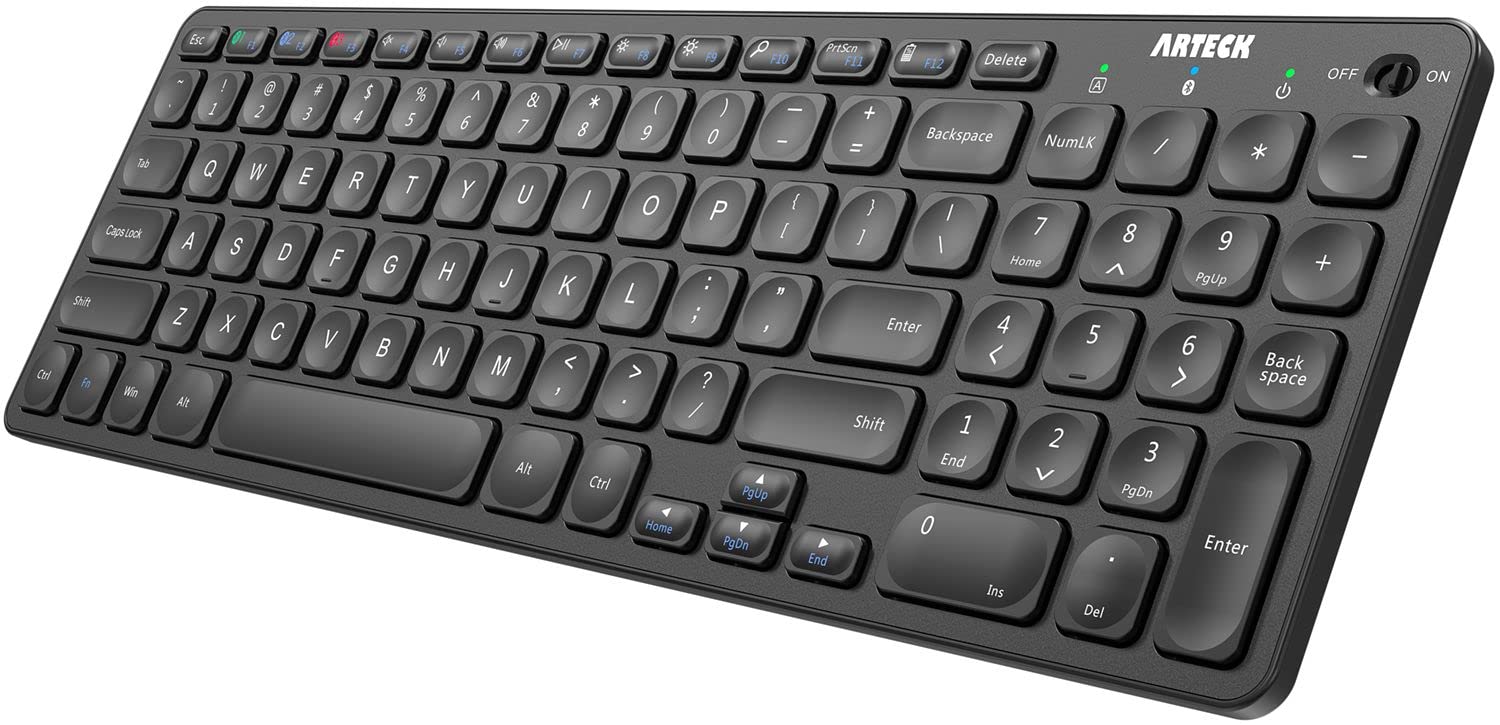 Arteck HB3052 Universal MultiDevice Bluetooth Keyboard Ultra Compact Wireless Bluetooth Keyboard with Media Hotkeys for Window