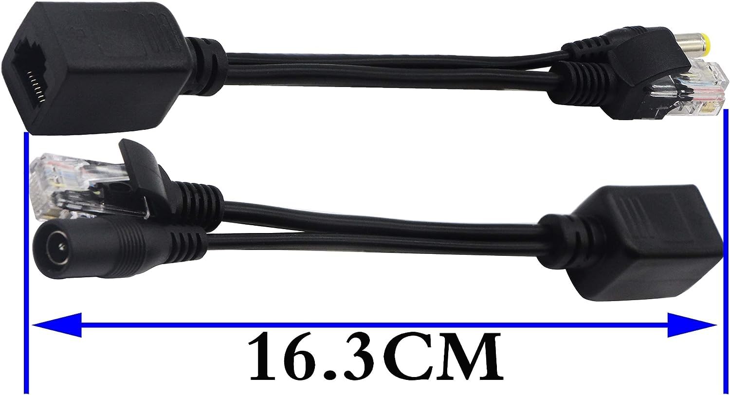 Zdycgtime Passive Poe Injector And Poe Splitter Kit With Rj45 Ethernet And Power Via Dc 5.5X2.1 Mm F/M Adaptor Connector(Black 4