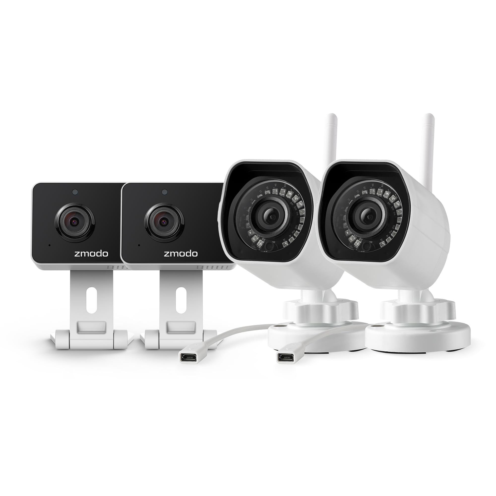 Zmodo Cameras For Home Security (Indoor & Outdoor Camera Bundle), 1080P Hd, Ip Camera Wireless Wifi, Motion Detection, Two Way T