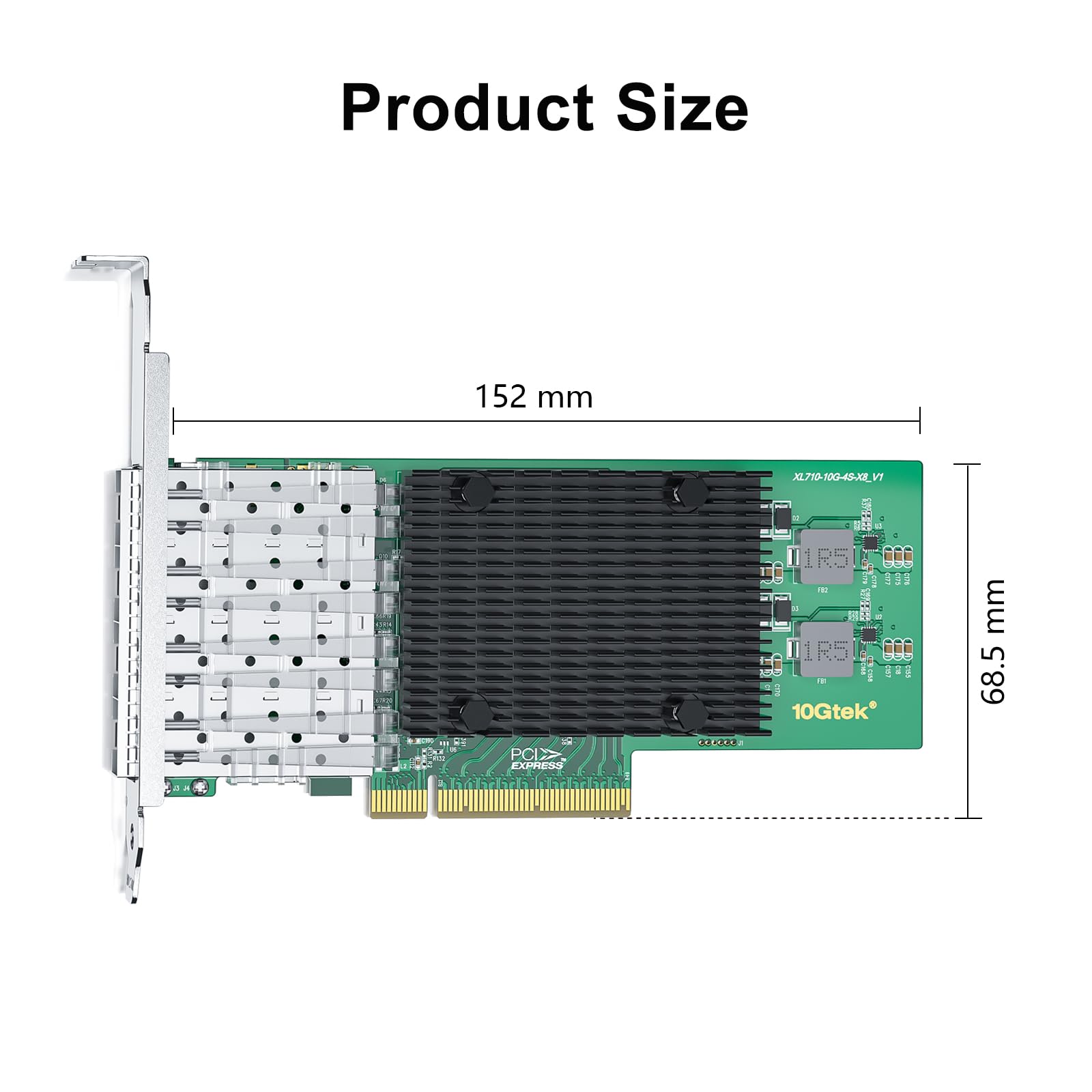 10Gtek 10Gb Pci E Nic Network Card, Quad Sfp+ Port, With Original Intel X710 Bm1 Controllers, Pci Express Ethernet Lan Adapter S