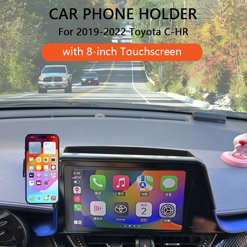 Juborre Car Phone Holder For 2019-2022 Toyota Chr C-Hr Accessories,Phone Mount With Dash Organizer For Chr With 8-Inch Screen,Ha