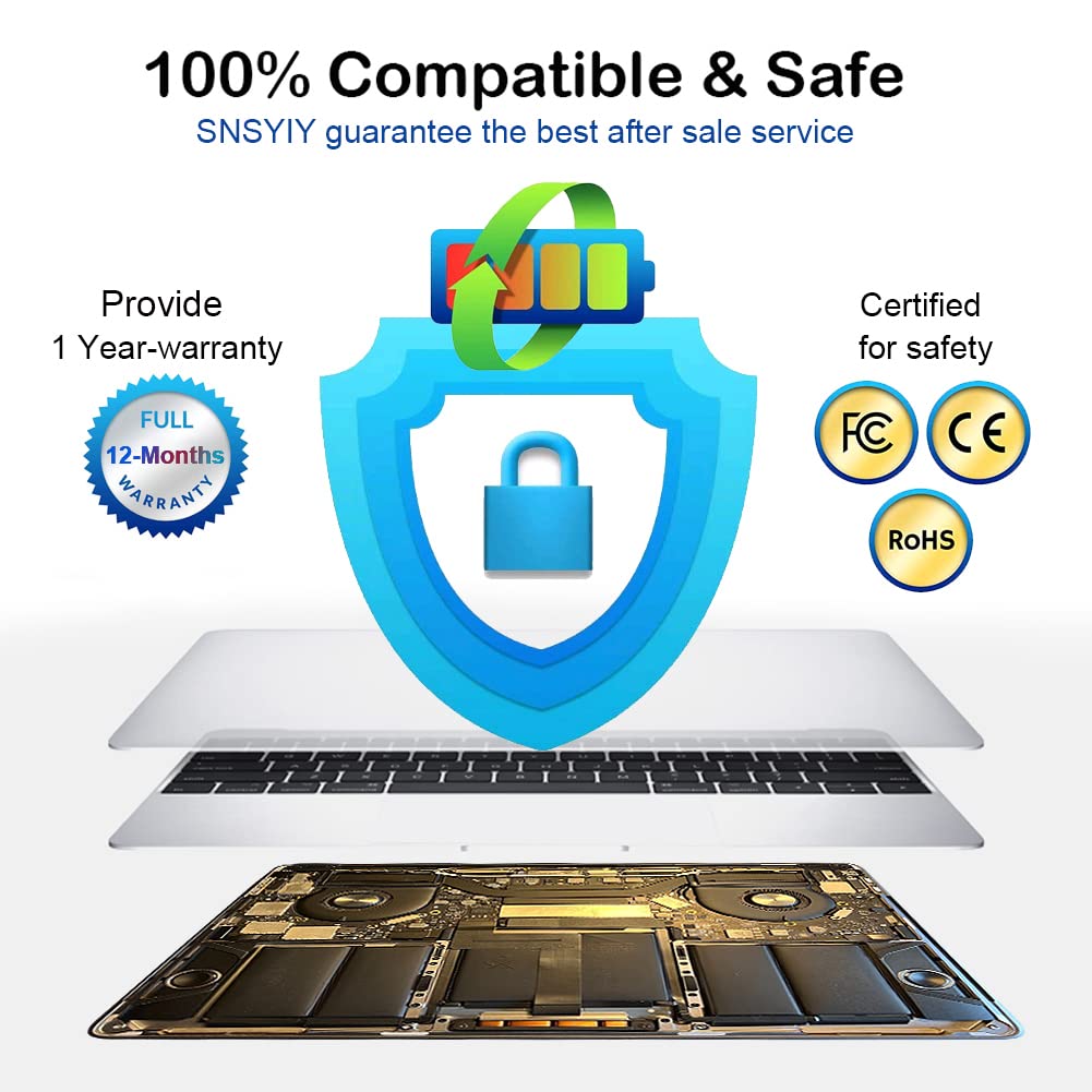 Snsyiy A1706 Macbook Pro A1819 Replacement Battery For Macbook Pro 13 Inch A1706 Late 2016 Mid 2017 [49.2Wh 4320Mah ], Emc 3071,