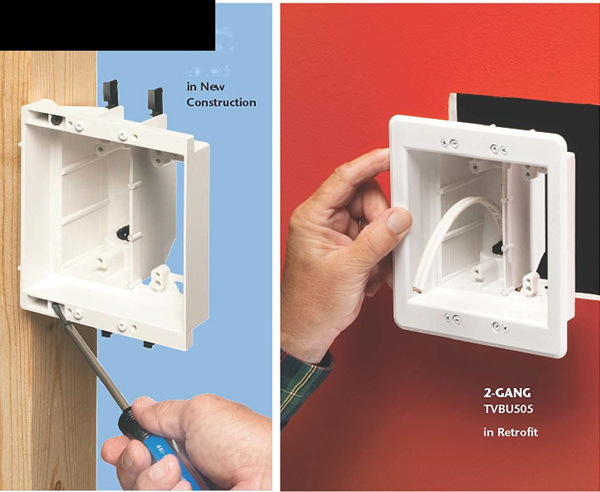 Imbaprice Tvbu505 1 Recessed Tv Box Wall Plate Kit Paintable 2 Gang, White