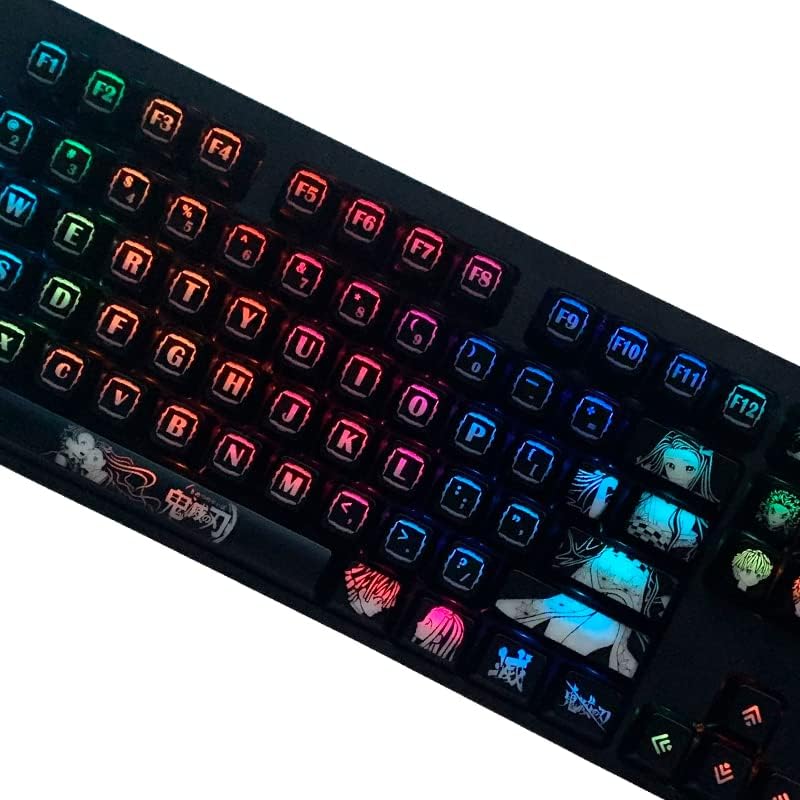 Japanese Anime Demon Slayer Translucent Keycaps 108 Pbt Dye Sublimation Oem Profile For Cherry Mx Gateron Kailh Switch Mechanica