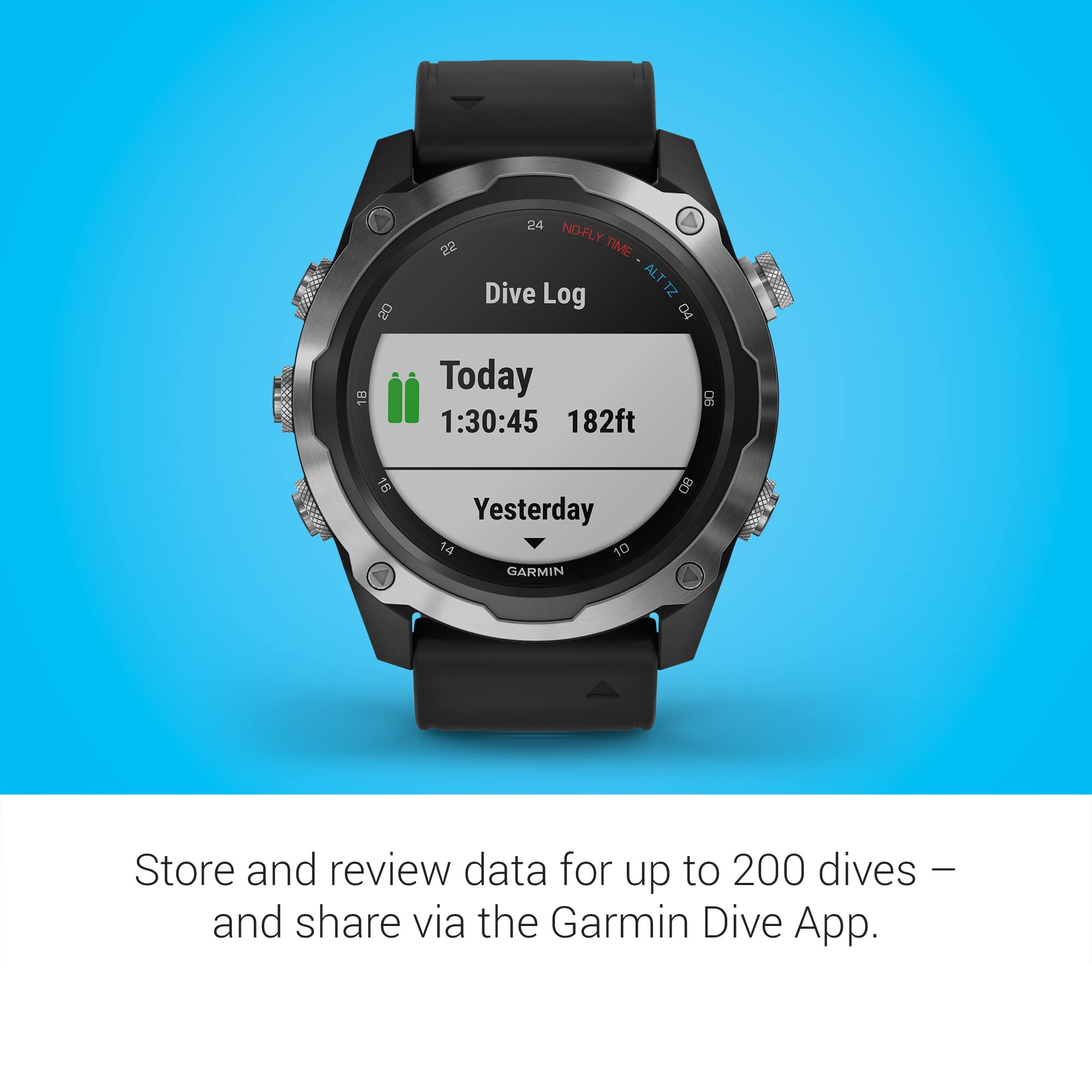 Garmin Descent Mk2, Watch-Style Dive Computer, Multisport Training/Smart Features, Stainless Steel With Black Band, 010-02132-00