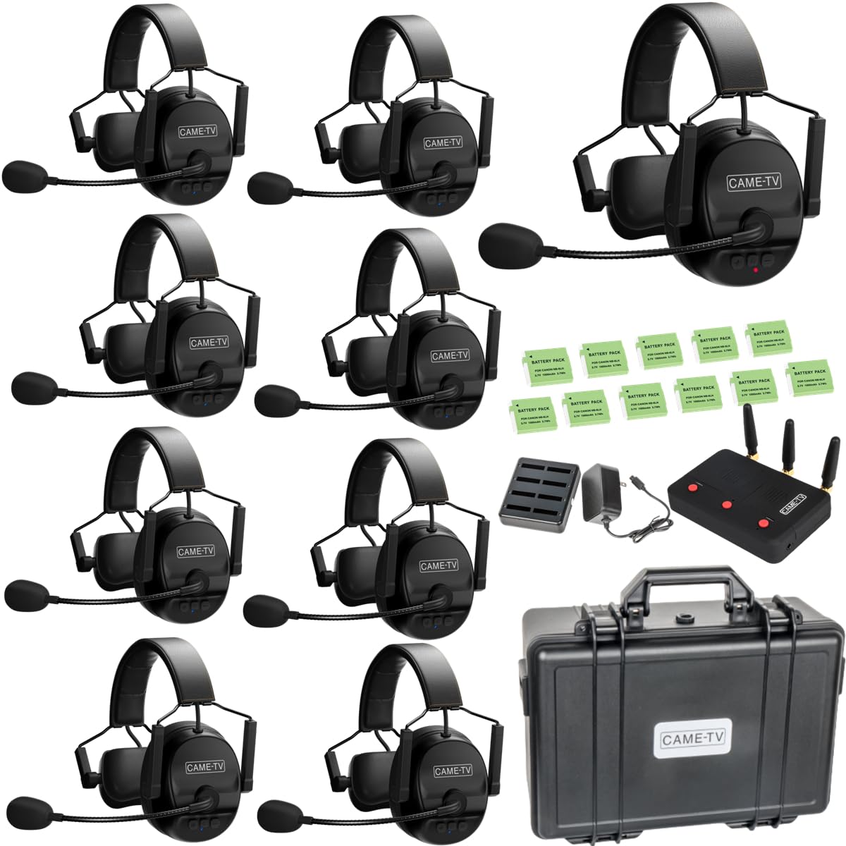 Came Tv Kuminik8 Wireless Intercom Headsets System Full Duplex Noise Cancellation 1500Ft Single Ear Headset For 9 People Team Co