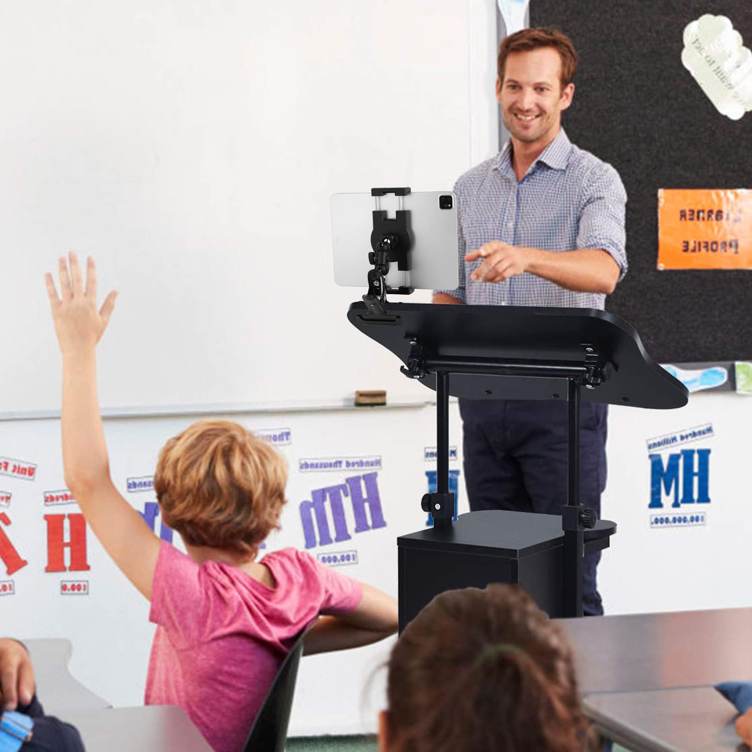 Mippko Clip Clamp Tablet Holder For Desk/Table/Glass Door/Desktop Baffle/Easel,Compatible With 7~12.9 Inch Ipad/Nexus/Lg G Pads/Fire Hd,360�Adjustment Aluminium Alloy Arm Metal Mount