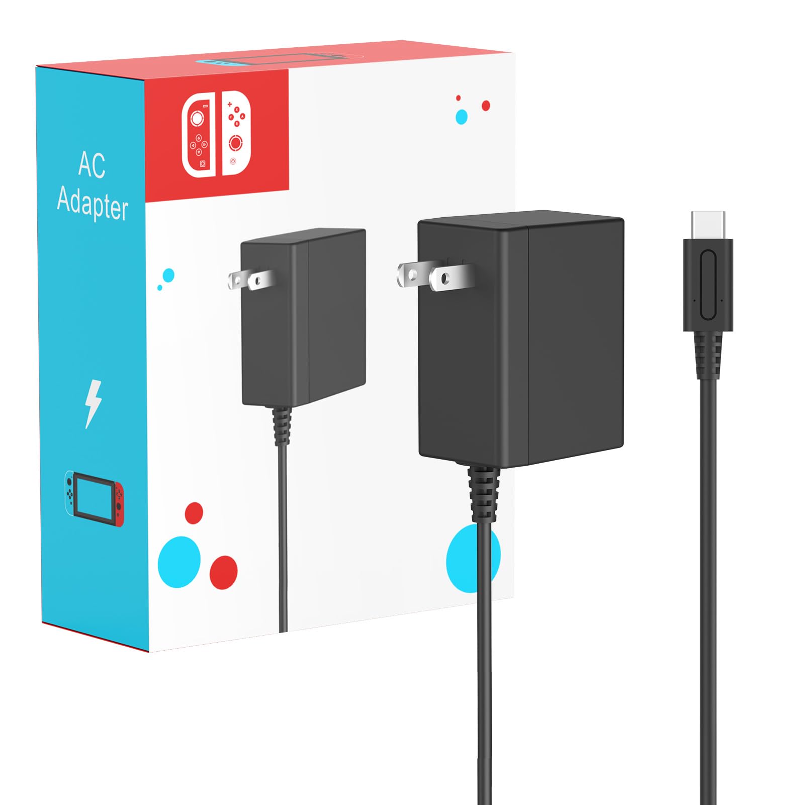 MARSDOCK 45W Charger for Nintendo Switch - 15V 2.6A AC Adapter Fast Charging with 10FT USB C Cord - Compatible with Switch Lite,