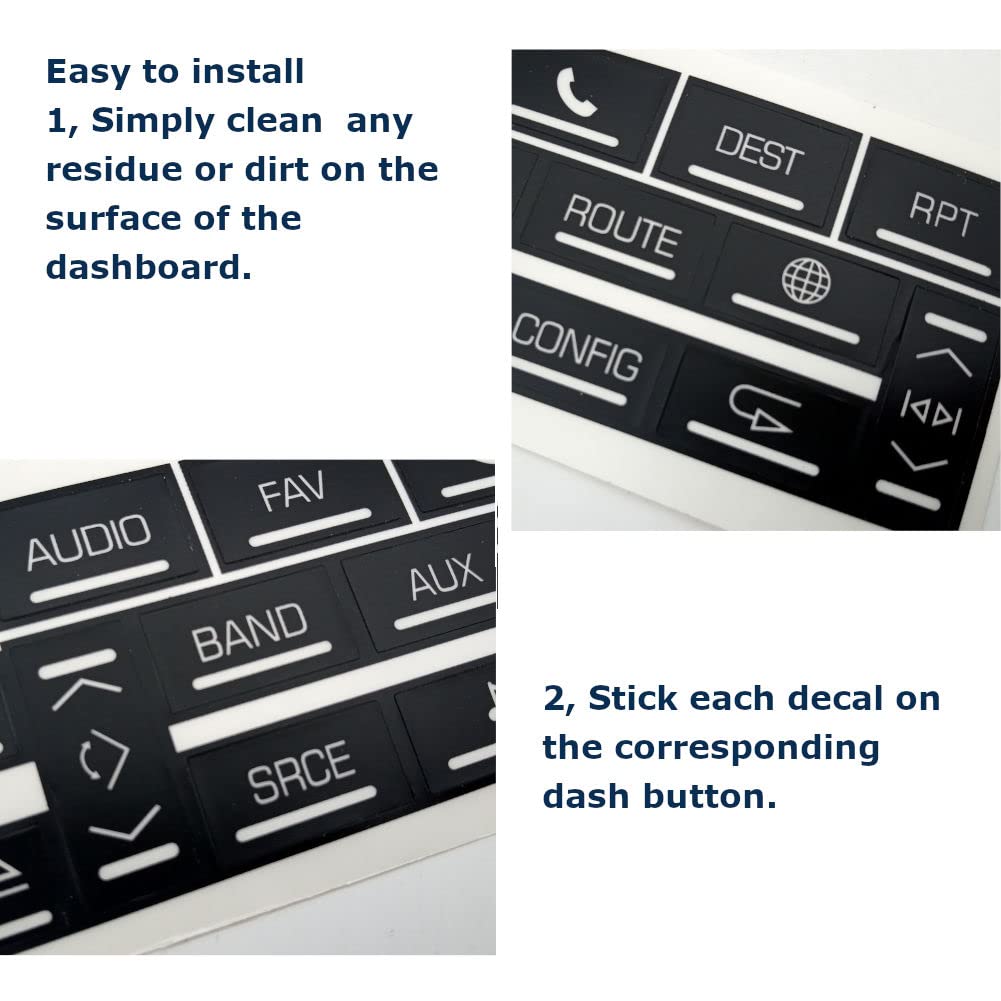 Ombialo Ac Radio Dash Button Repair Stickers Decals Compatible With Cadillac 2007 2014 Escalade Esv Ext (Ac16+Radio18)