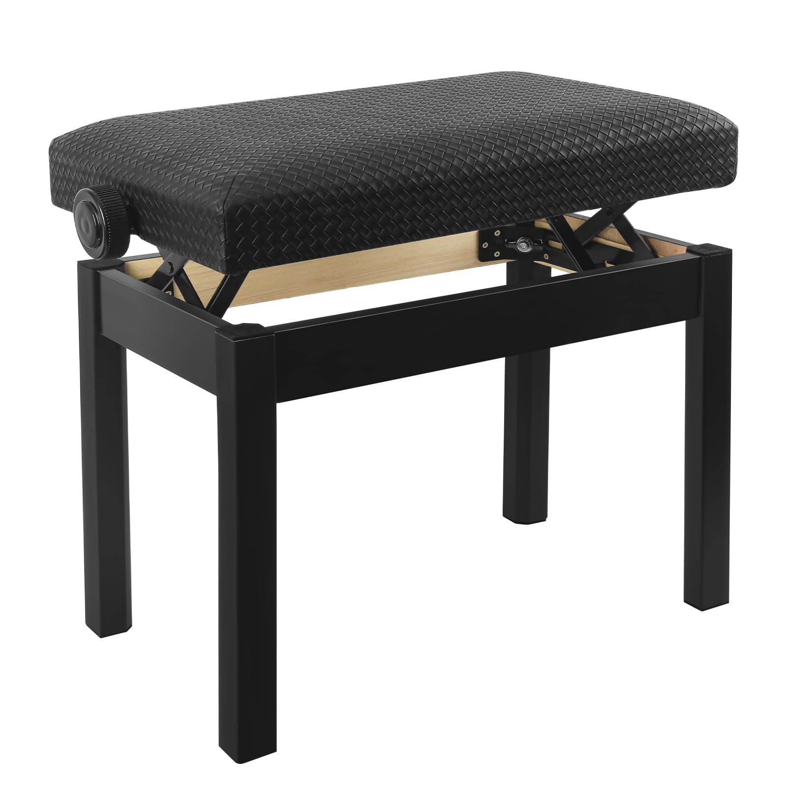 Korrie Home Adjustable Piano Bench, Waterproof Synthetic Leather Padded Seat, with 2.4 inch Thicken Soft Cushion, Wooden Piano S