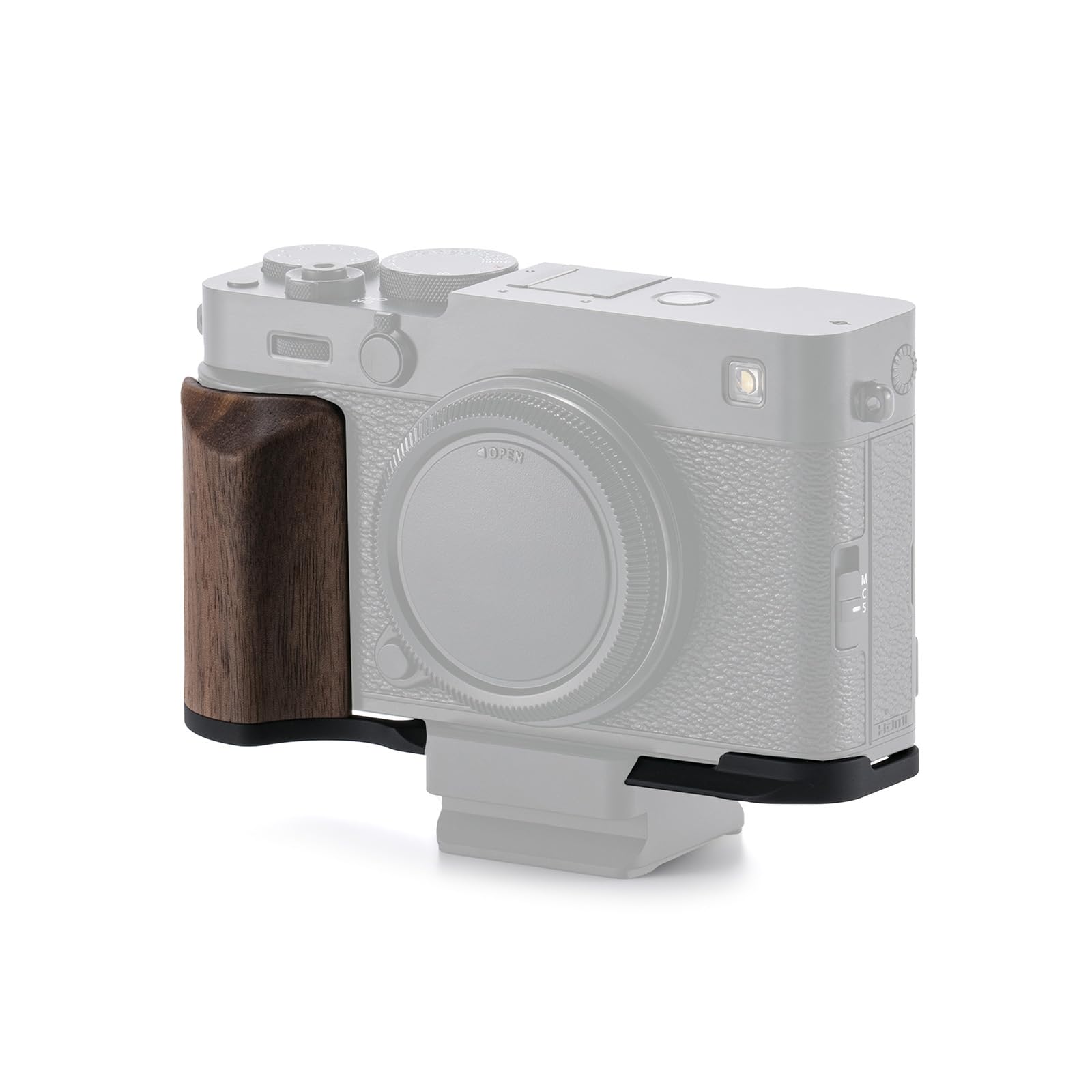 Tilta Mounting Baseplate with Wooden Grip Compatible with Fujifilm X-E5 - Black | L-Bracket Camera Cage Accessory | ARCA Quick R