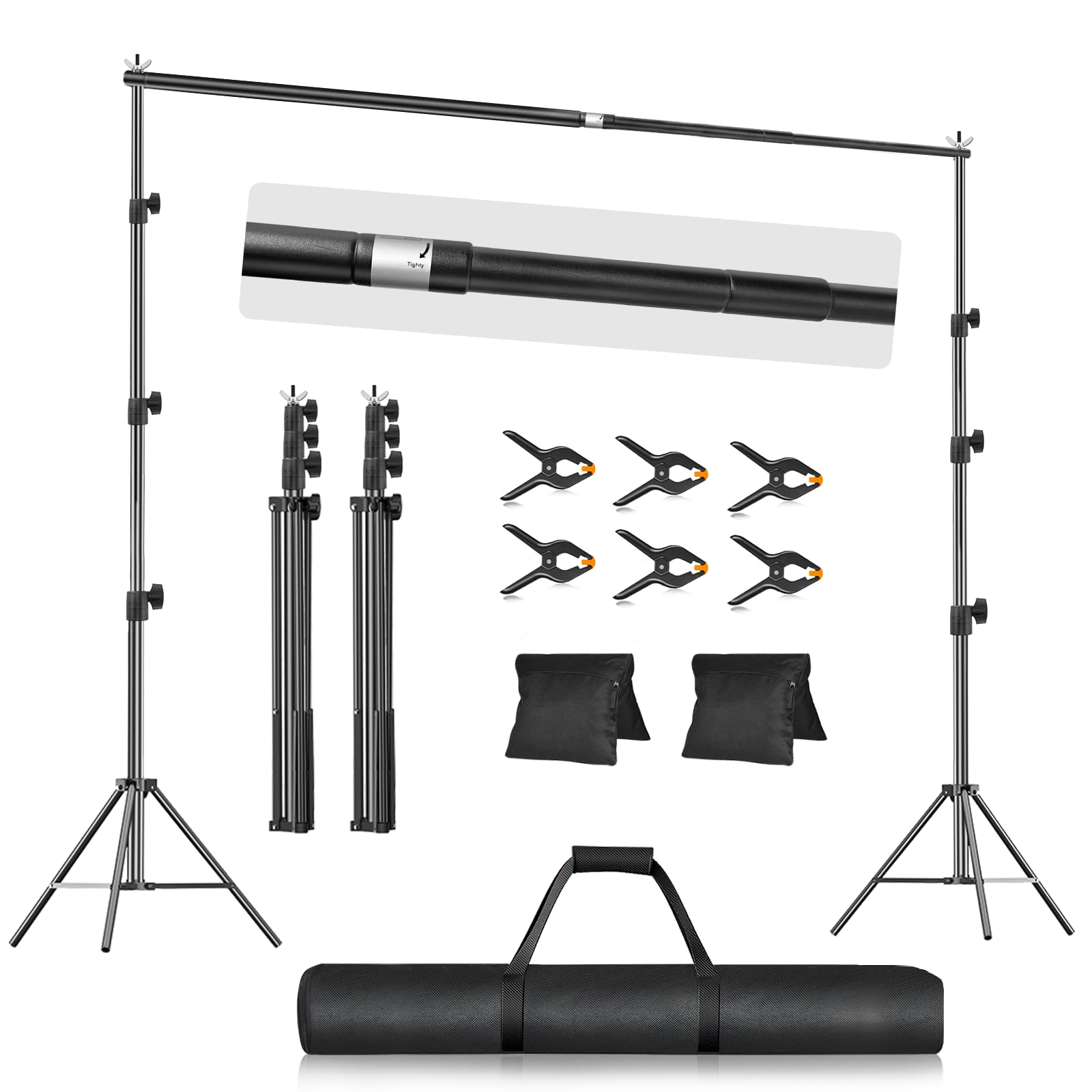 Emart 9.2X10Ft Backdrop Stand, Photo Video Studio Adjustable Heavy Duty Background Support System Kit For Photography Parties We
